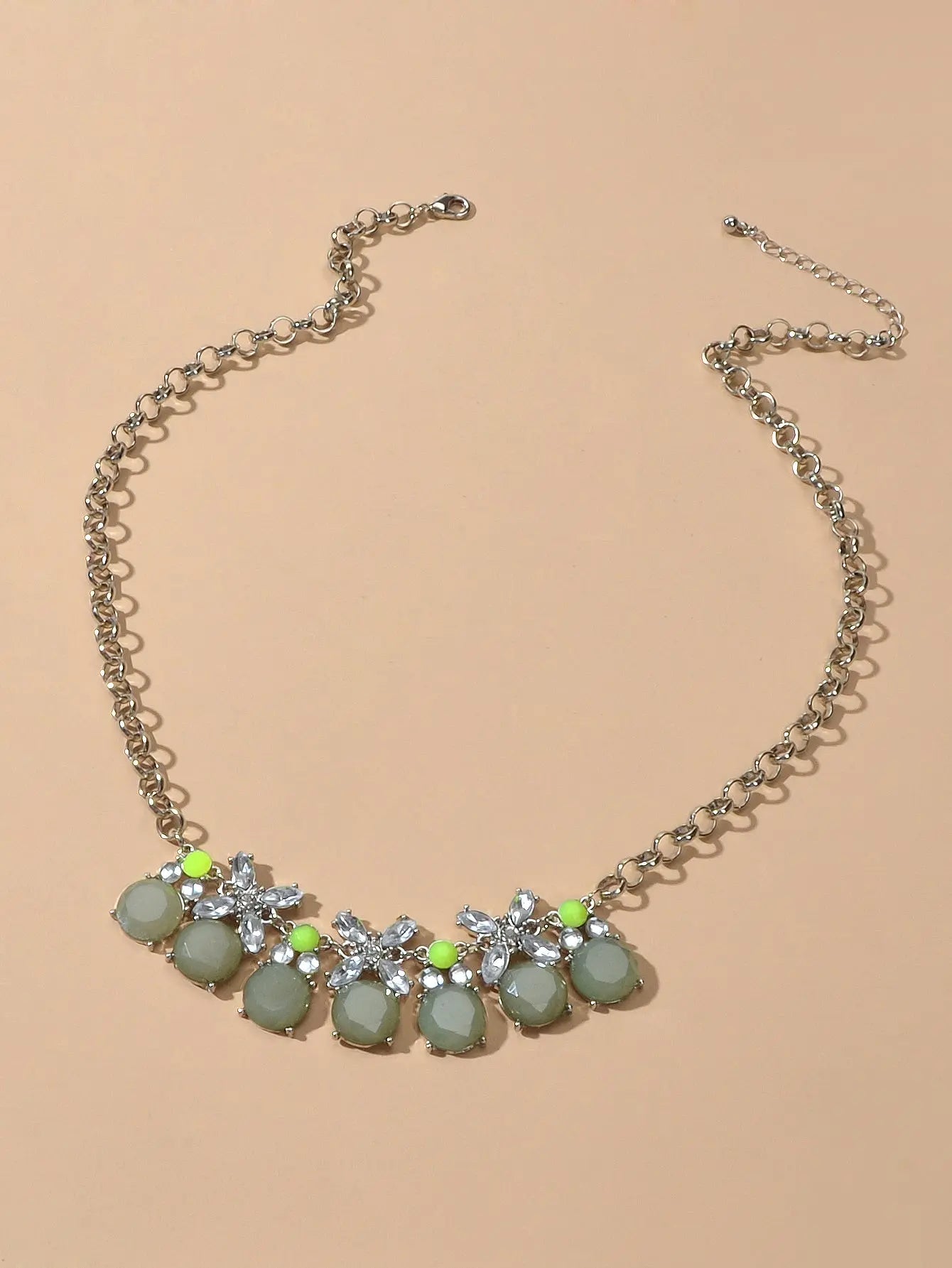 Retro Court Style Acrylic Geometric Flower Chunky Collar Necklace Ladies Jewelry Feelontop Jewellery