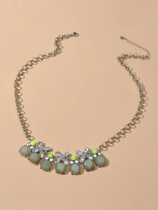 Retro Court Style Acrylic Geometric Flower Chunky Collar Necklace Ladies Jewelry Feelontop Jewellery