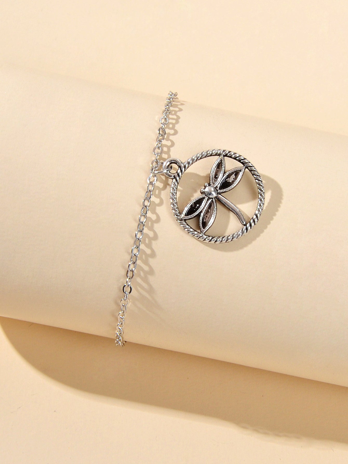 Ladies Jewellery Gold Silver Chain Circle Dragonfly Charm Friendship Bracelet Feelontop Jewellery
