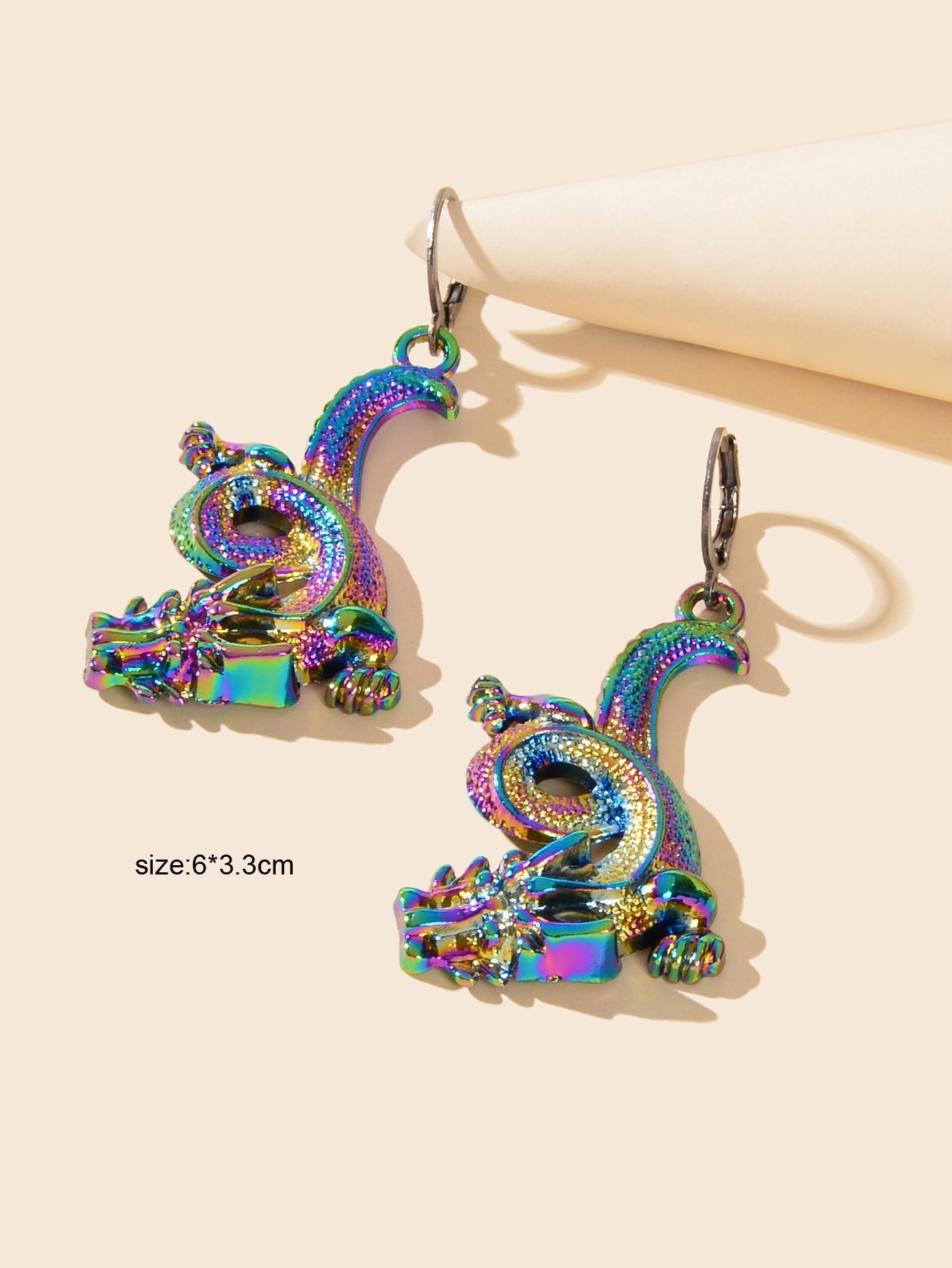 Personality Designer Jewelry Statement Punk Goth Colourful Dragon Hoop Earrings Feelontop Jewellery