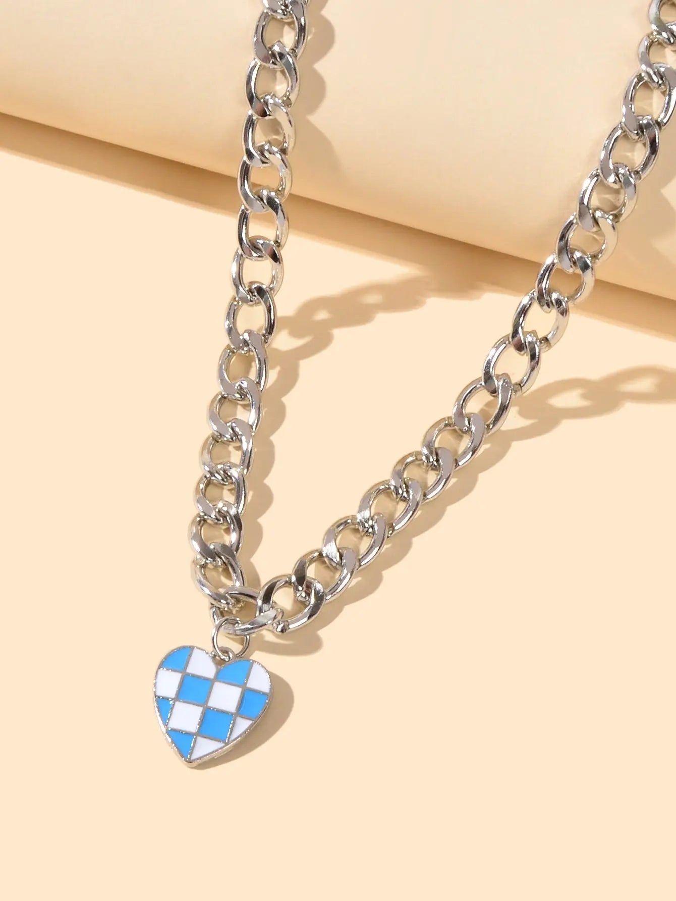 Designer Jewellery Silver Chain Blue Black Enamel Heart Awesome Pendant Necklace Feelontop Jewellery