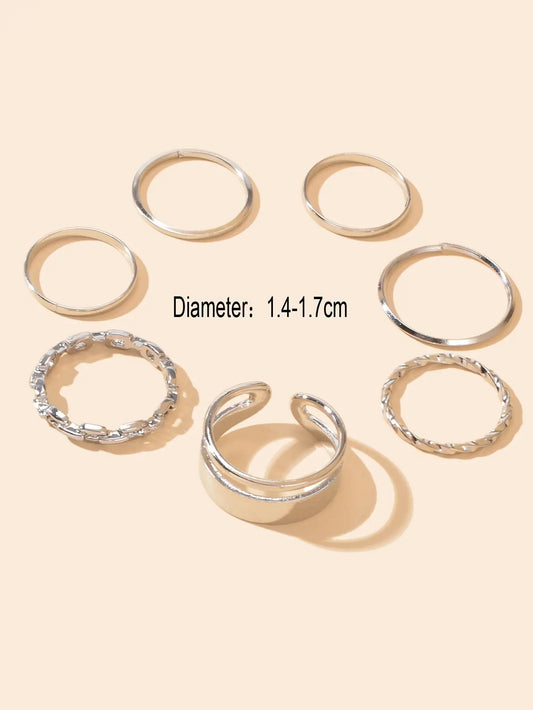 7 pcs Knuckle Stackable Joint Finger Boho Vintage Midi Rings Set Size Mixed Gift Feelontop Jewellery