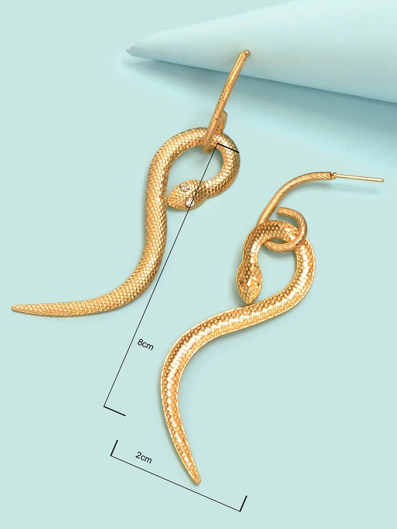 Designer Jewelry Punk Rock Stylish Gold Snake Pendant Pierced Statement Earrings Feelontop Jewellery