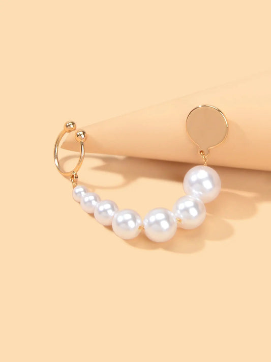 1 pc Cartilage Jewellery Gold Pearl Chain Wrap Ear Cuff Pierced Crawler Earrings Feelontop Jewellery