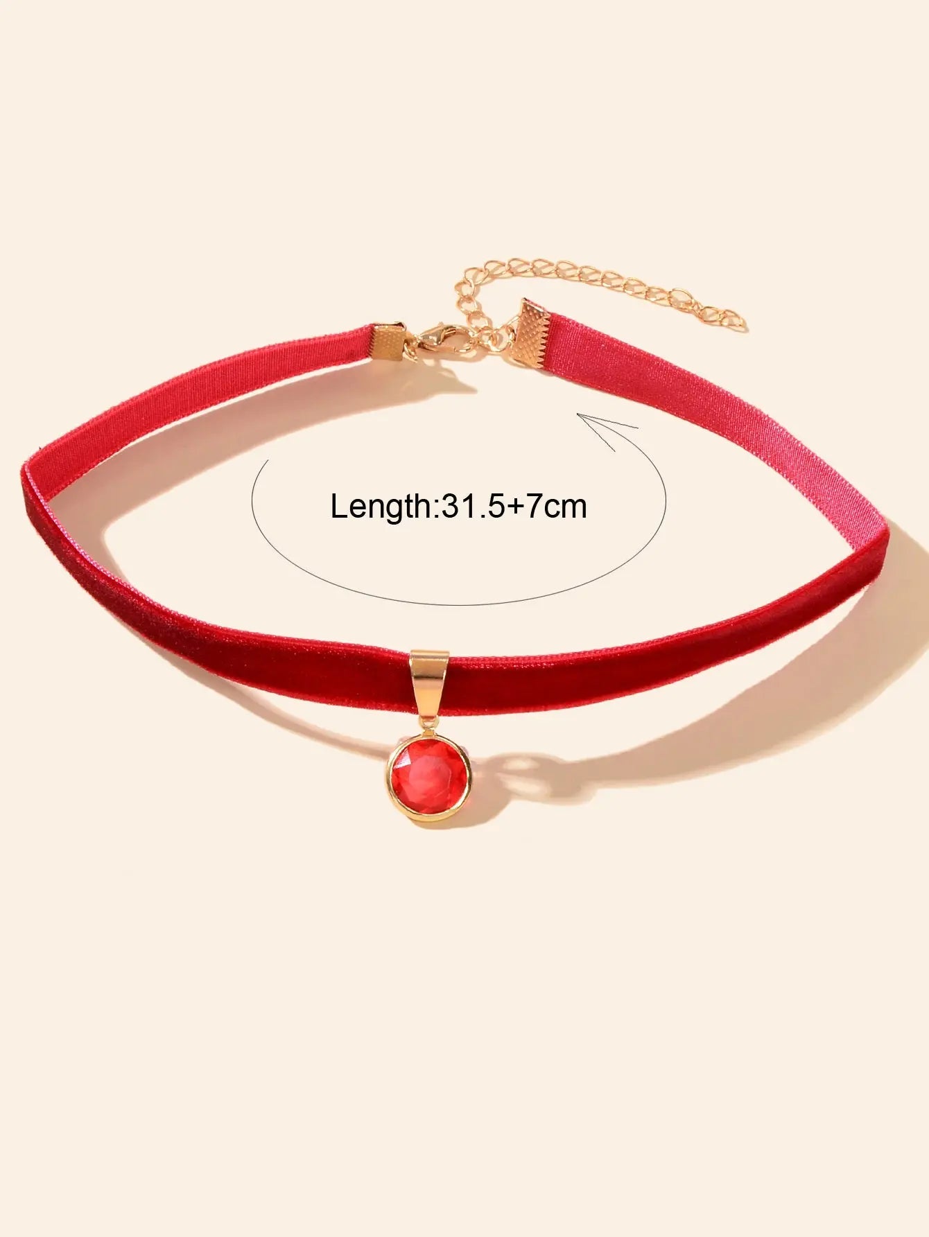 Retro Accessories Red Velvet Round Charm Choker Collar Necklace Festival Jewelry Feelontop Jewellery