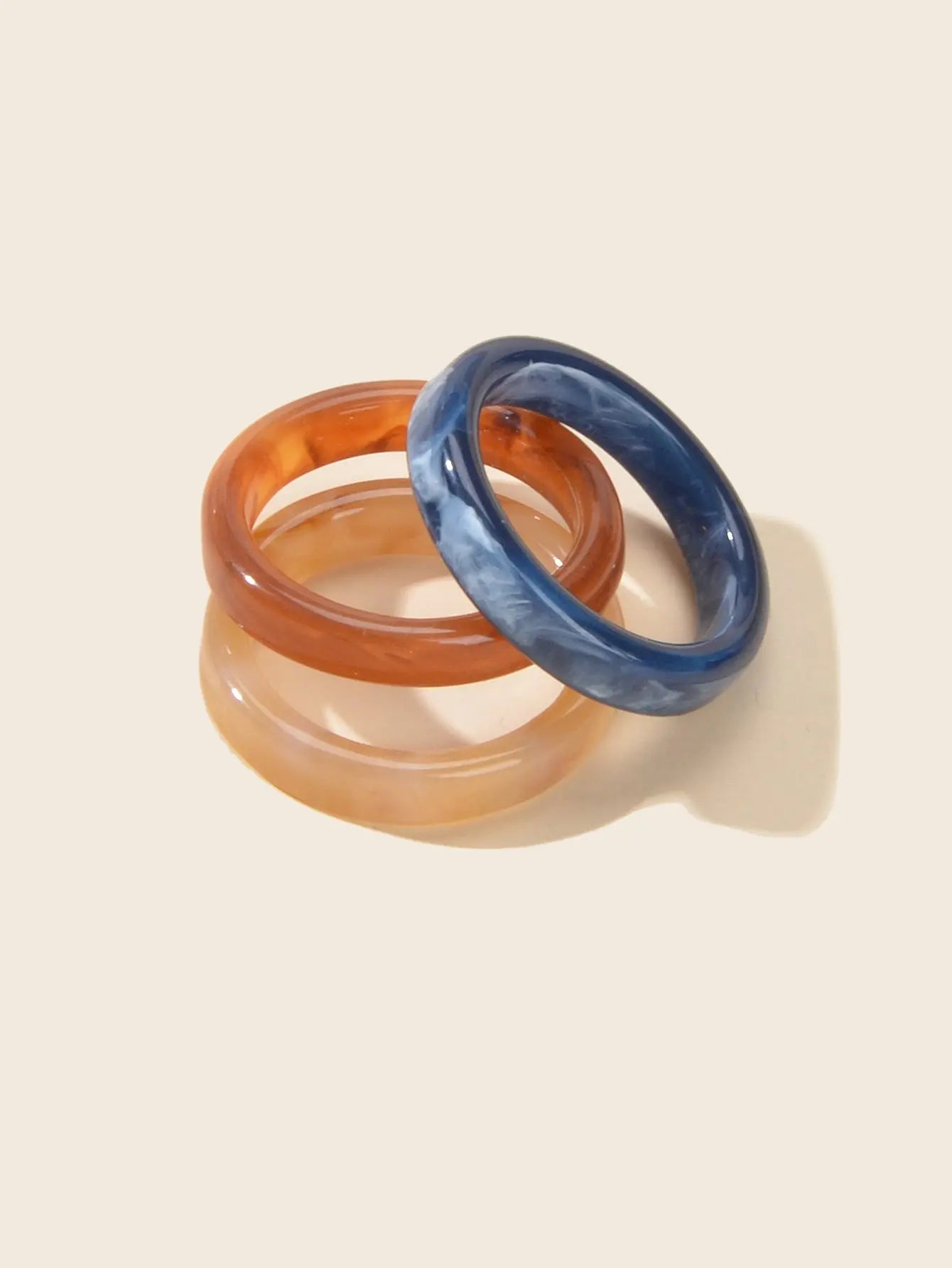 3 pcs Chic Jewellery Colorful Acrylic Multiple Stackable Midi Finger Ring Set Feelontop Jewellery