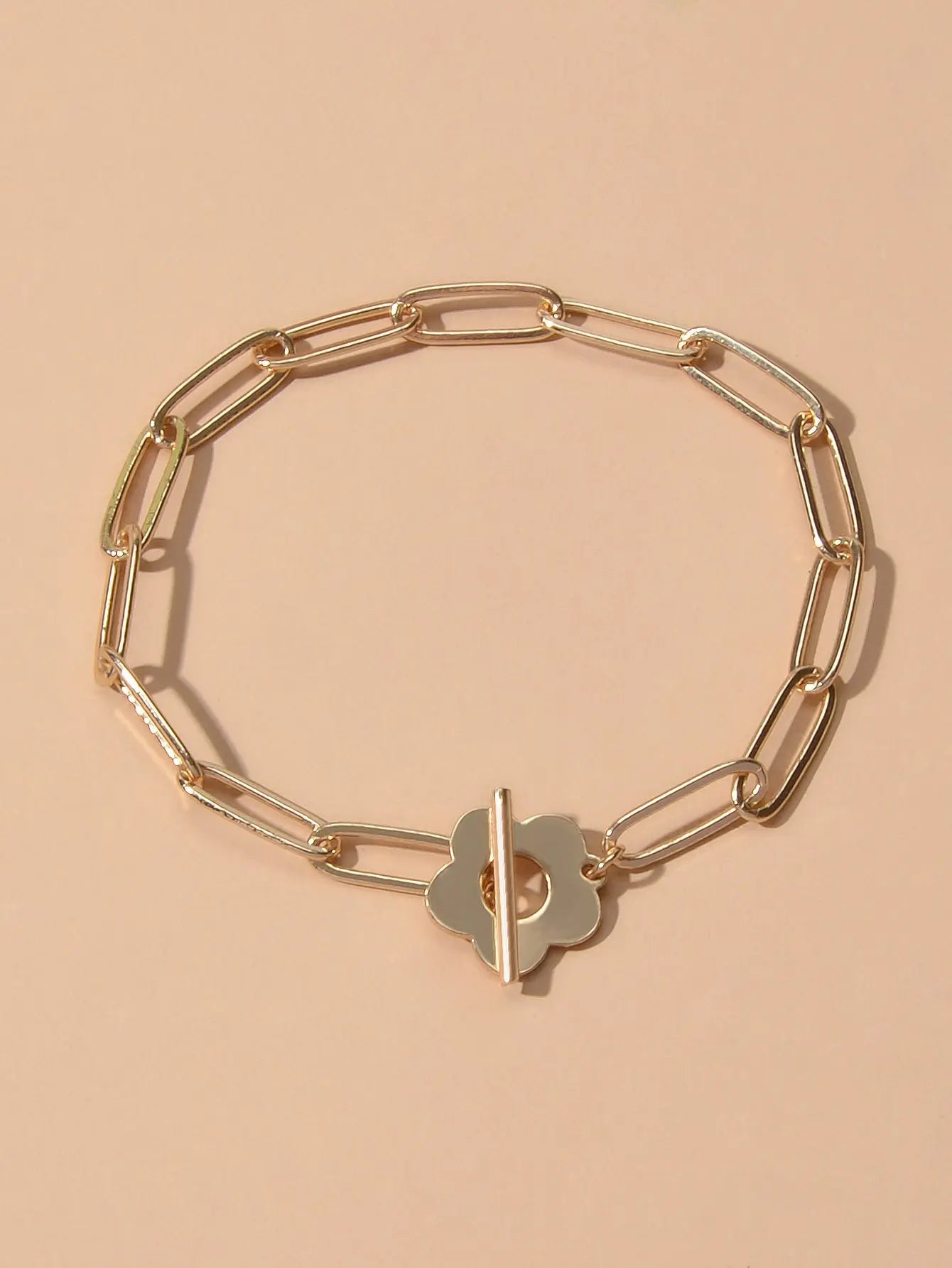 Party Decoration for Women Gold Link Chain Flower Charm Classics Bracelets Gift Feelontop Jewellery