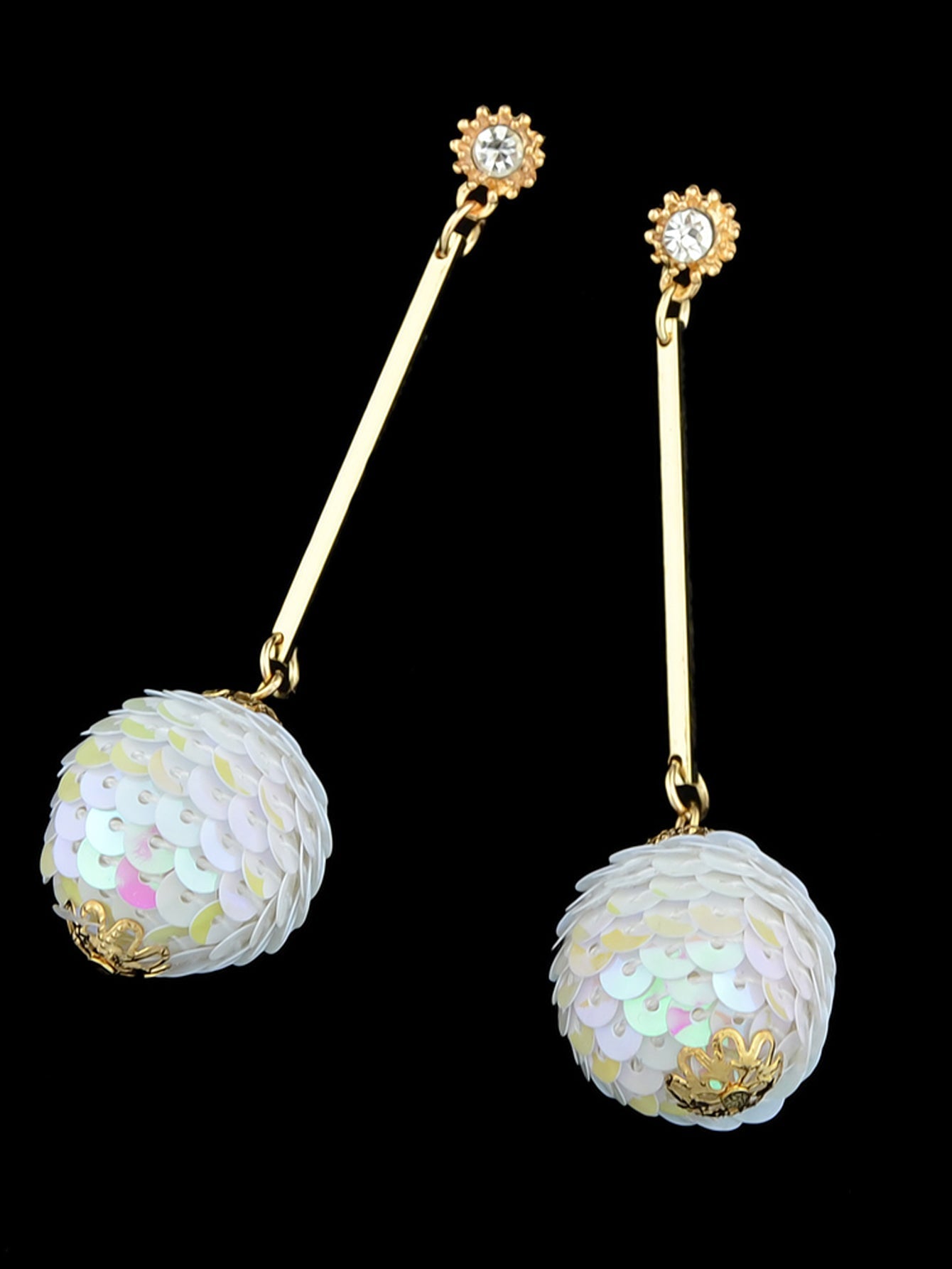 Rhinestone Sequins Ball Charm Pendant Dangle Earrings Women Girl Teens Jewellery Feelontop Jewellery