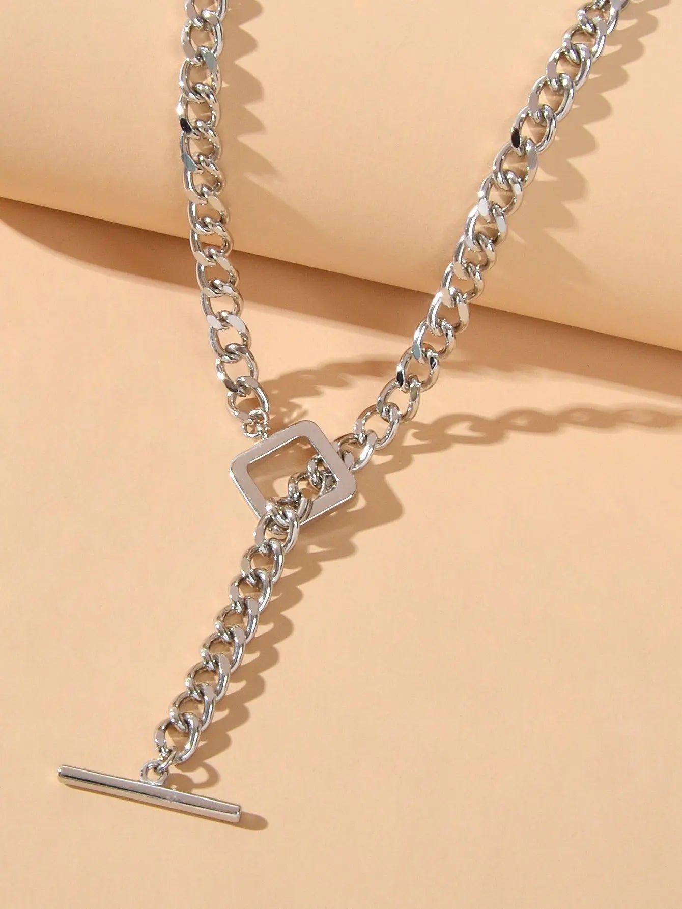 Punk Statment Jewelry Crude Y Lariat Chain Minimalist Square Collar Necklace Feelontop Jewellery