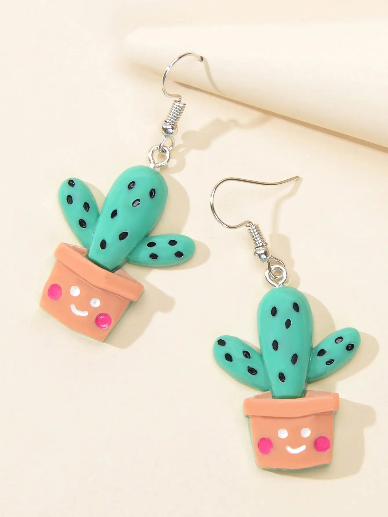 3D Cartoon Multi-colored Cactus Flowerpot Plant Drop Earrings Women Funny Gifts Feelontop Jewellery