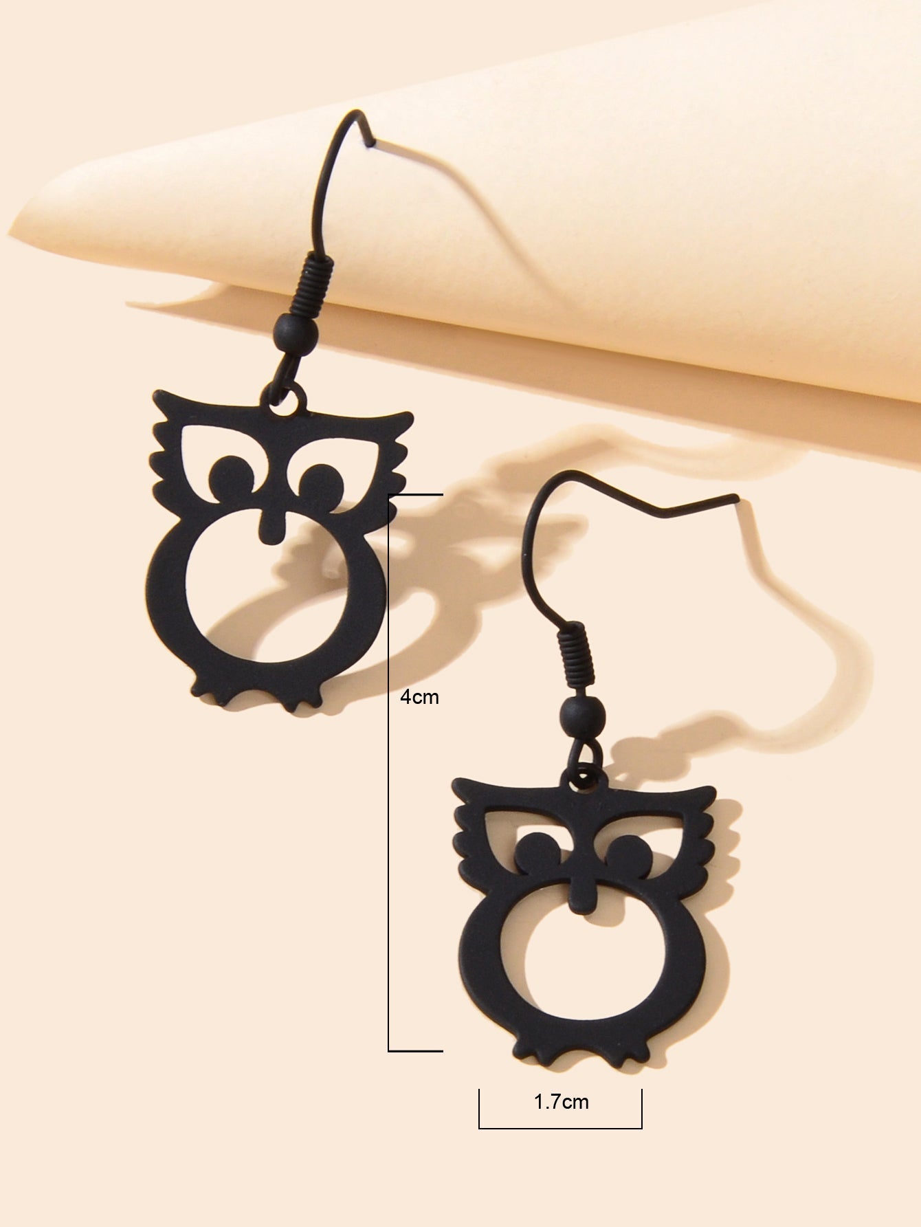 Black Hollow out Minimalist Cute Owl Dangle Hook Earrings Animal Pendant Jewelry Feelontop Jewellery