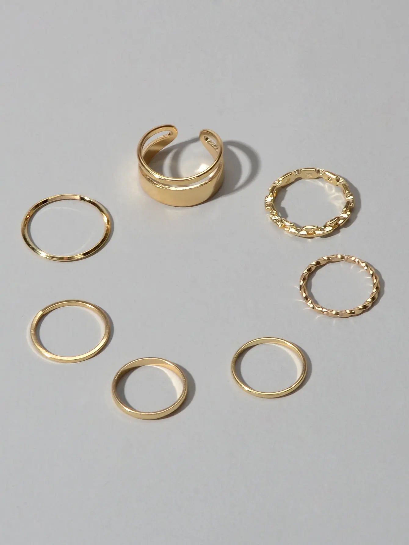 7 pcs Minimalist Gold Silver Stackable Multiple Knuckle Finger Trendy Rings Set Feelontop Jewellery