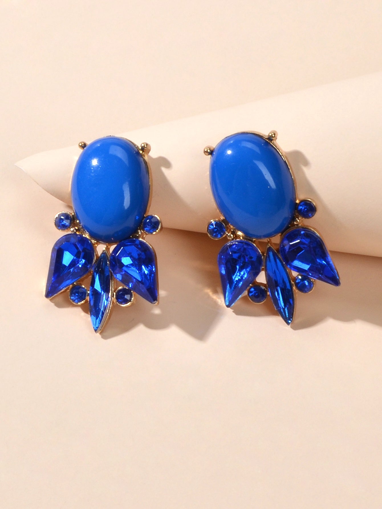 Retro Style Colorful Crystal Geometric Stud Earrings Party Fesvital Jewelry Gift Feelontop Jewellery