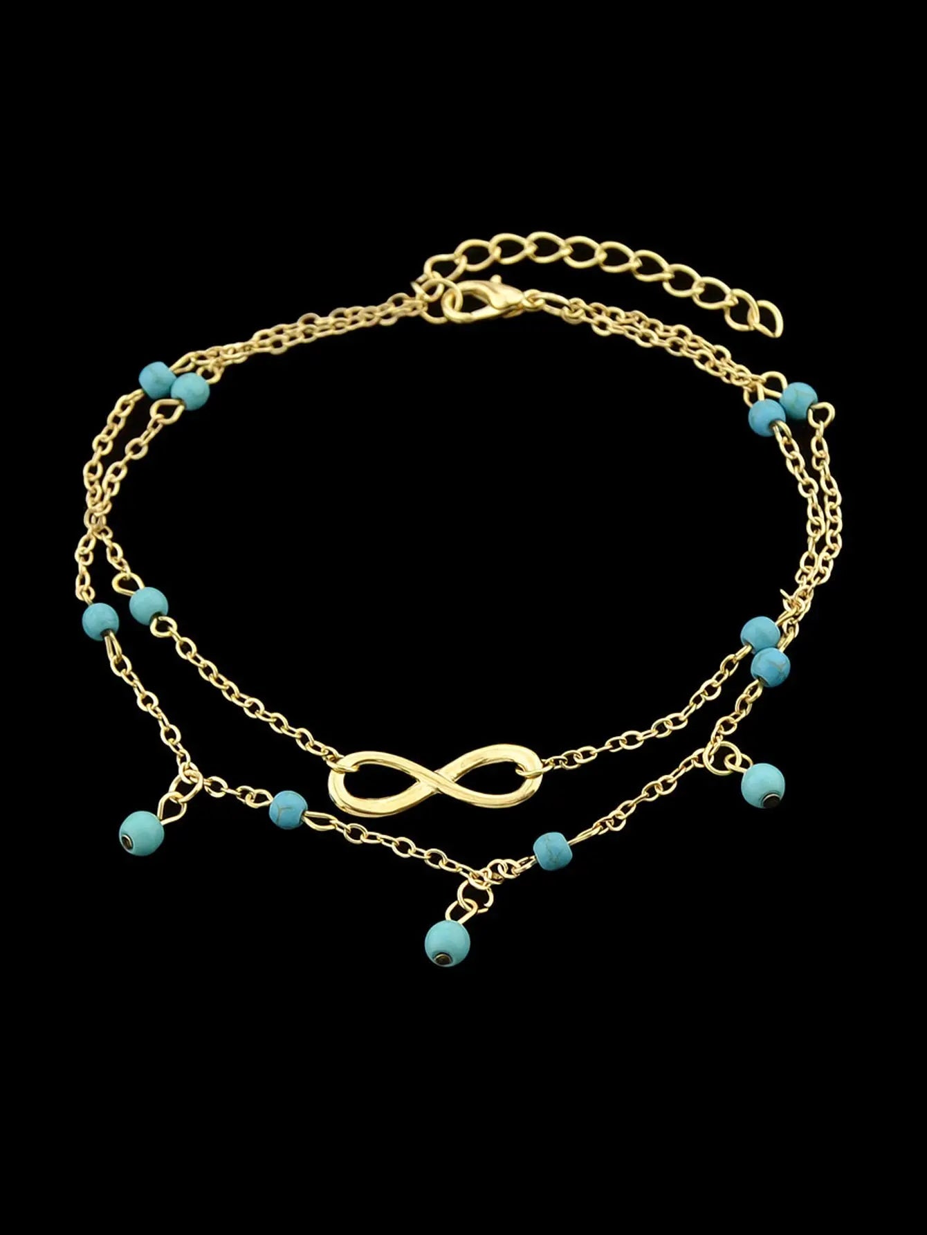 1 pc Double layer Chain Turquoise Infinity Anklet Barefoot Foot Beach Jewellery Feelontop Jewellery