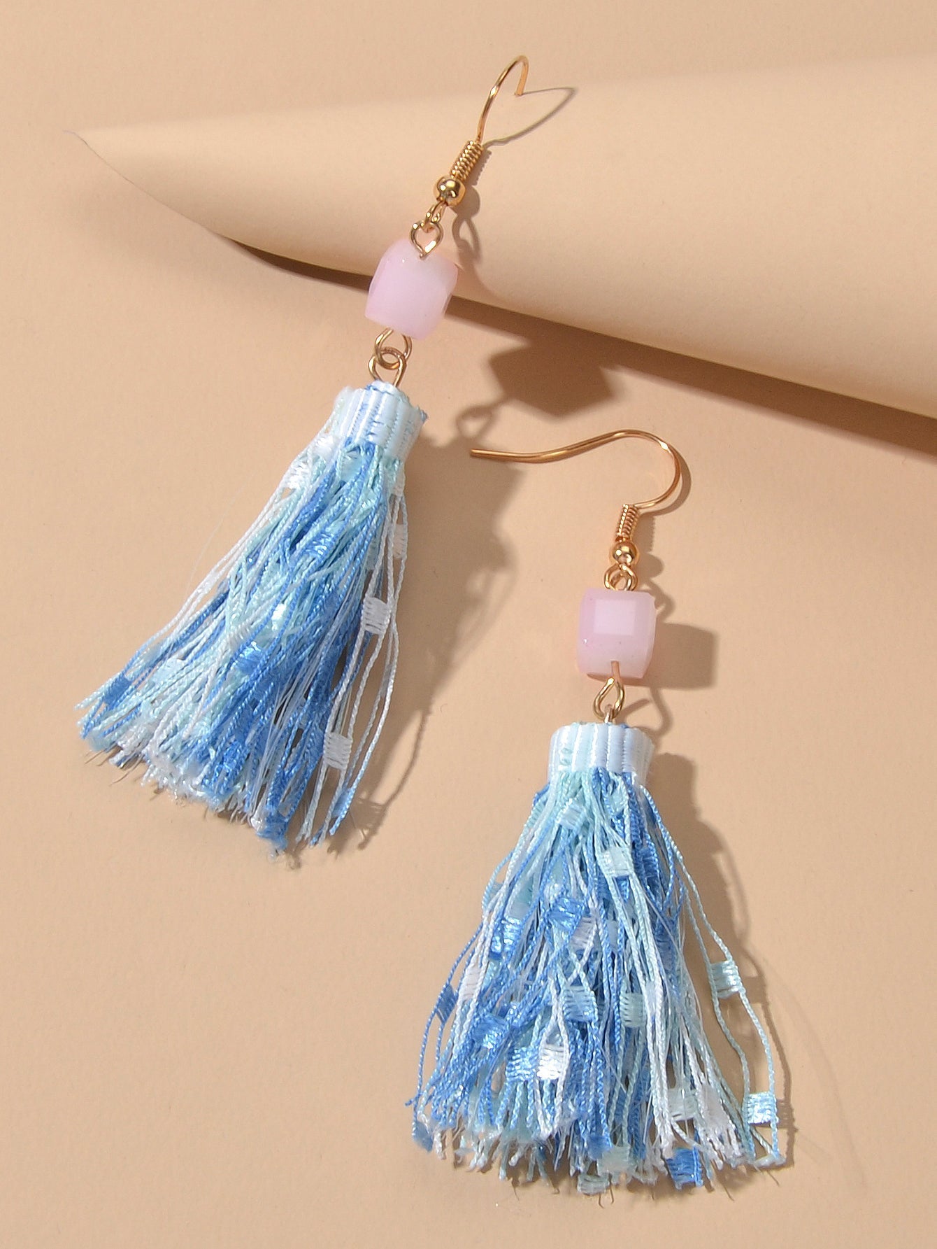 Ethnic Traditional Jewellery Pink Beads Rope Tassel Dangle Earrings for Women Feelontop Jewellery