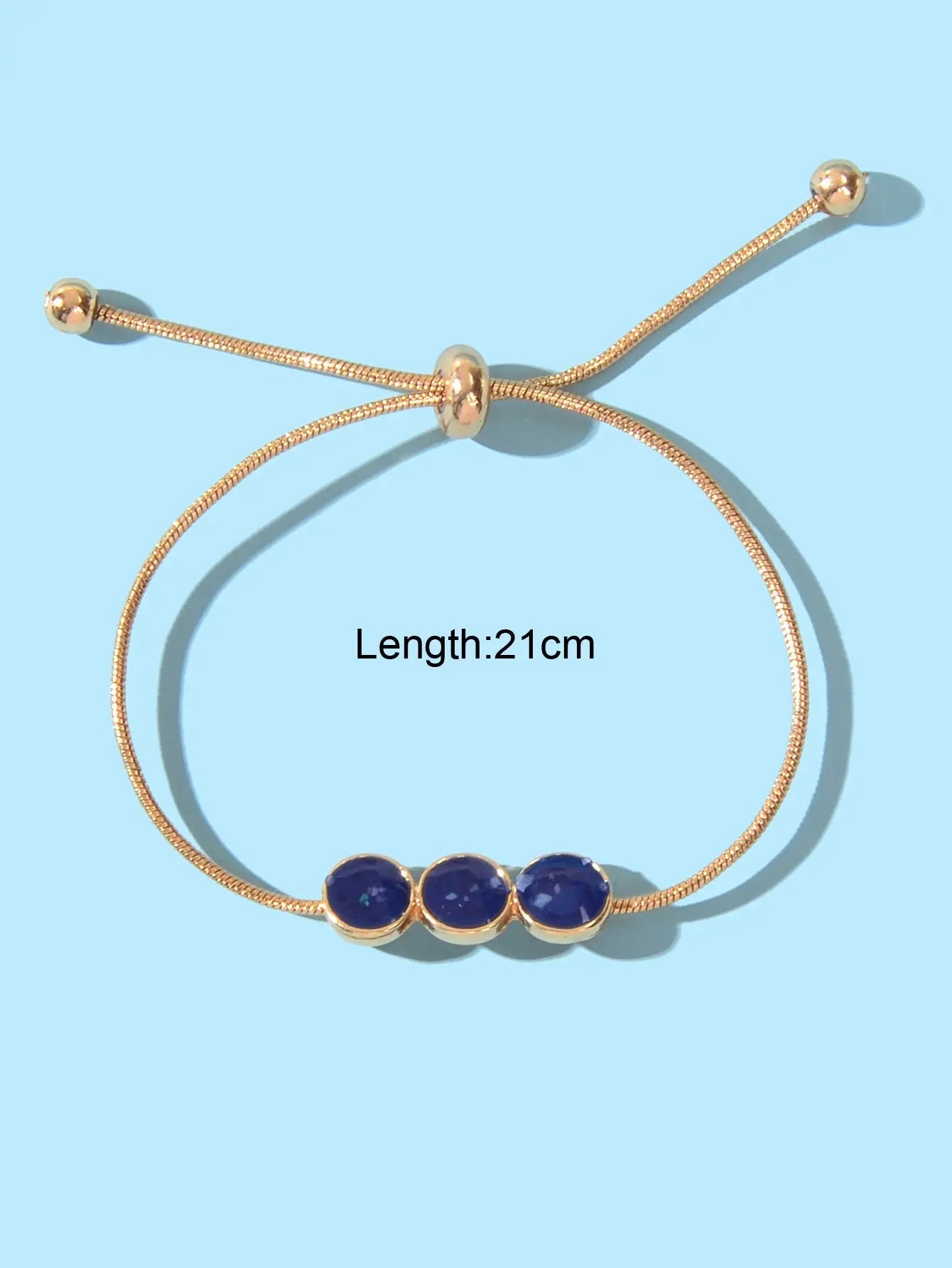 Female Jewellery Blue Enamel Round Gold Chain Adjustable Women Bracelet Bangle Feelontop Jewellery