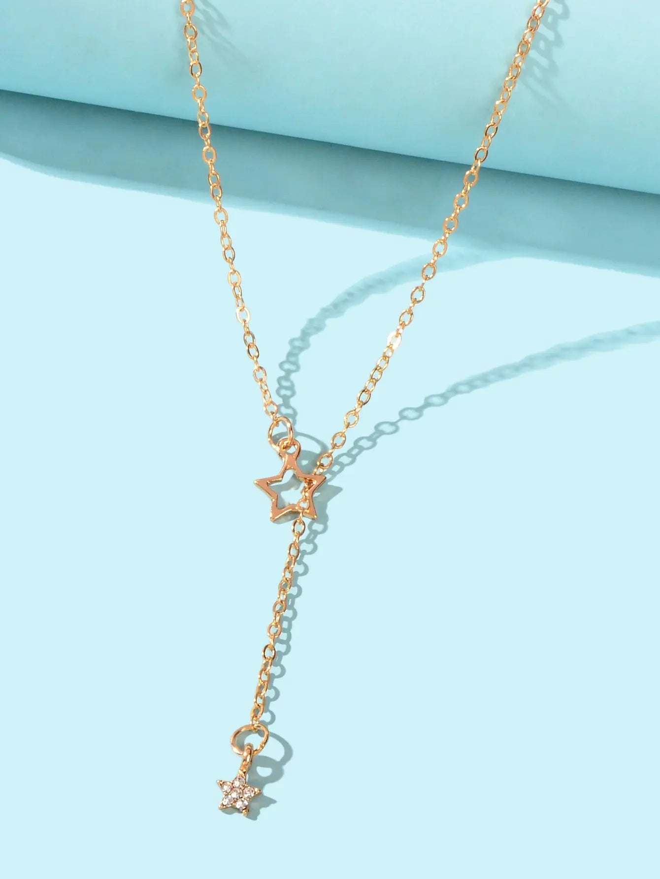 Personalized Gold Chain Long Lariat Star Charm Adjustable Y Shape Drop Necklace Feelontop Jewellery