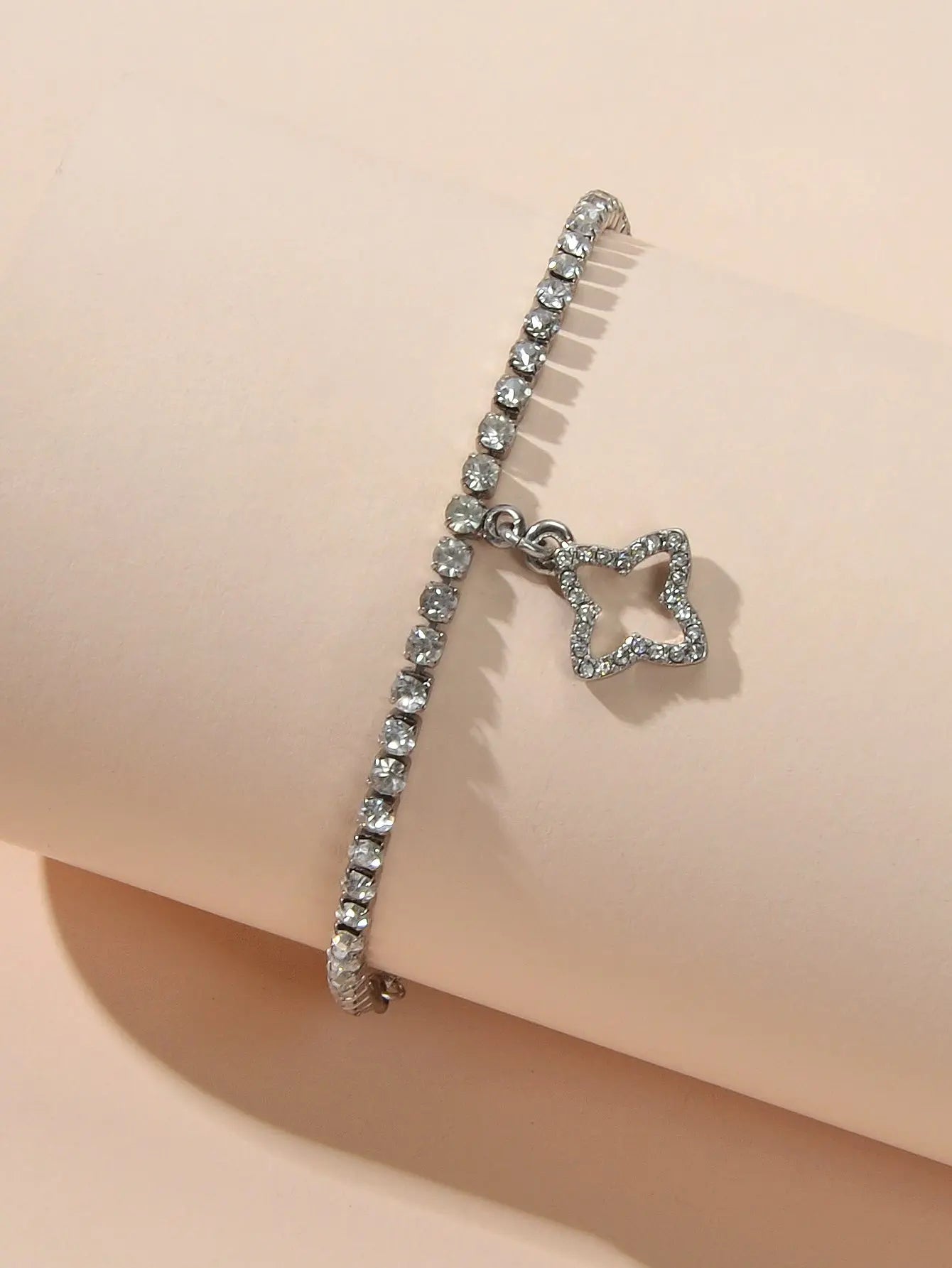 Luxury Full Rhinestone Shining Flower Charm Classic Tennis Adjustable Bracelet Feelontop Jewellery