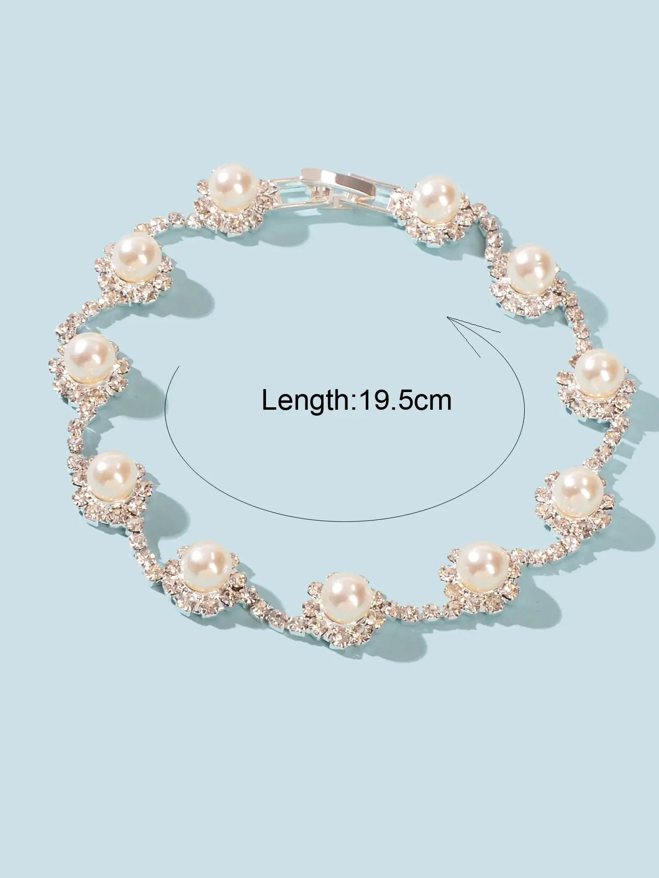 Elastic Wedding Accessory Bridesmaid Faux Pearl Rhinestone Party Beaded Bracelet Feelontop Jewellery