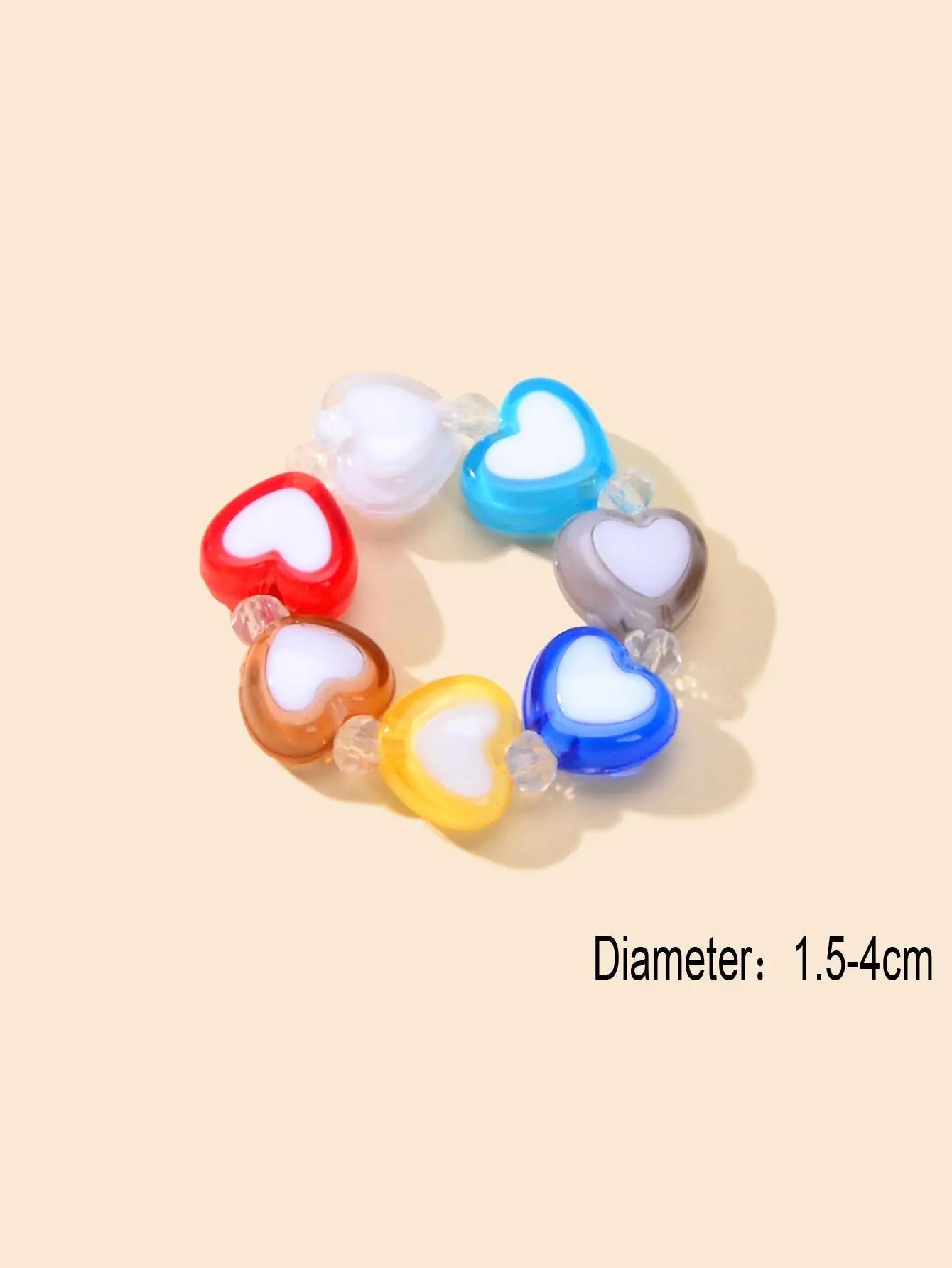 Random Color Women Girls Dainty Gifts Colorful Resin Heart Elastic Finger Ring Feelontop Jewellery