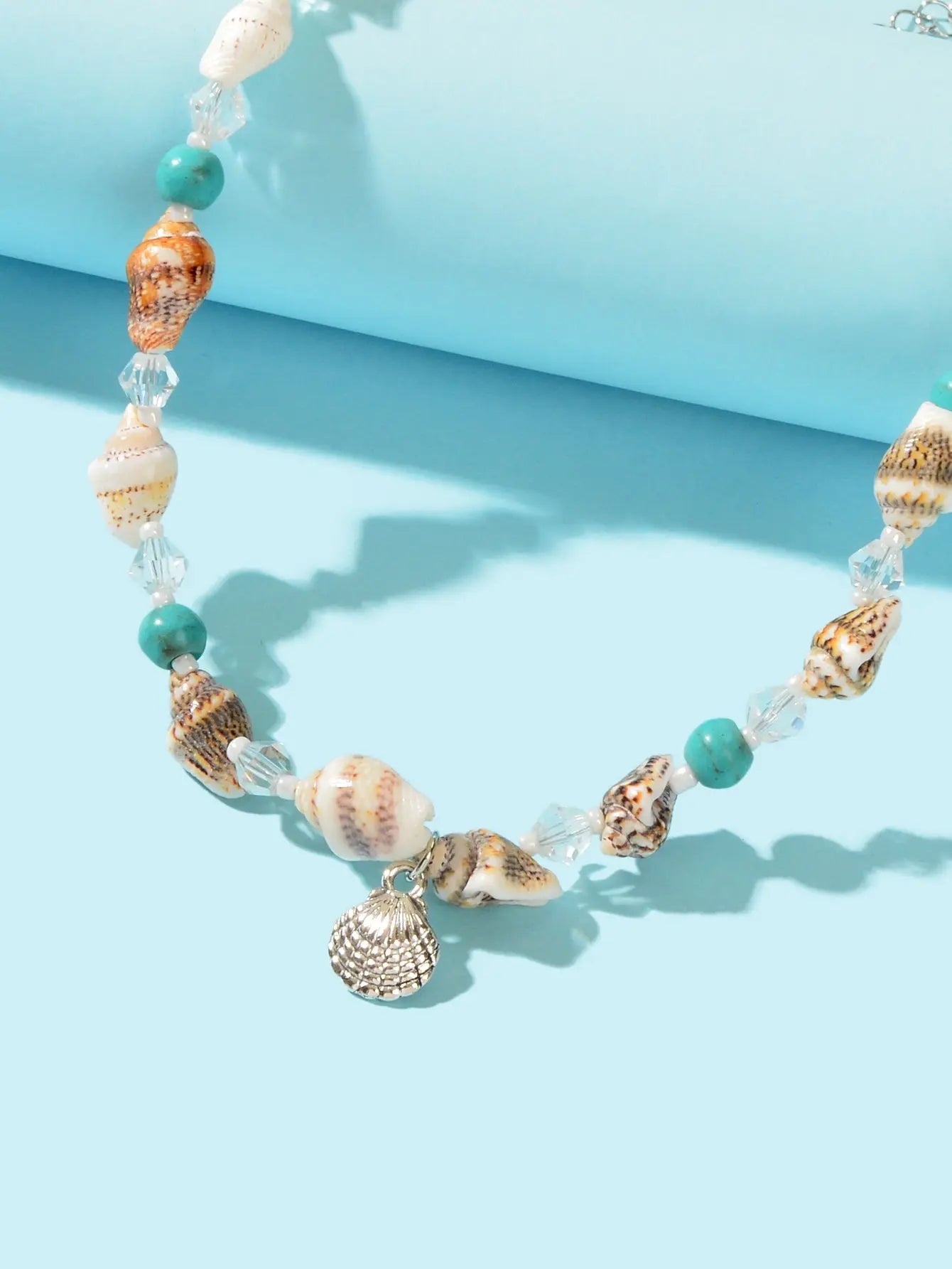 Ethnic Style Handmade Conch Beaded Chain Shell Charm Collar Sea Series Necklace Feelontop Jewellery