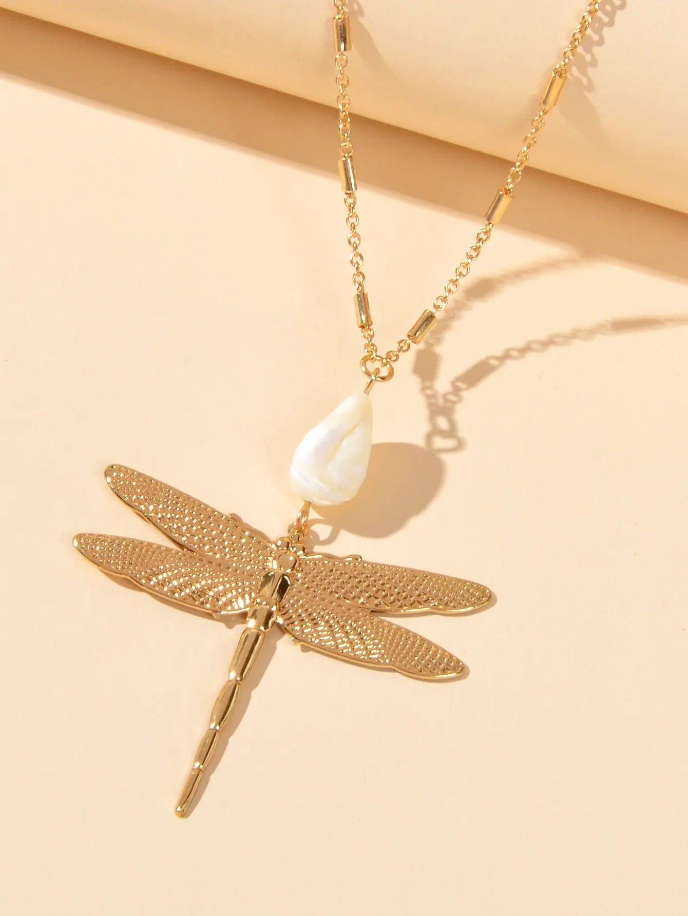 Boho Chic Style Long Chain Shell Dragonfly Charm Trendy Necklace Ladies Jewelry Feelontop Jewellery