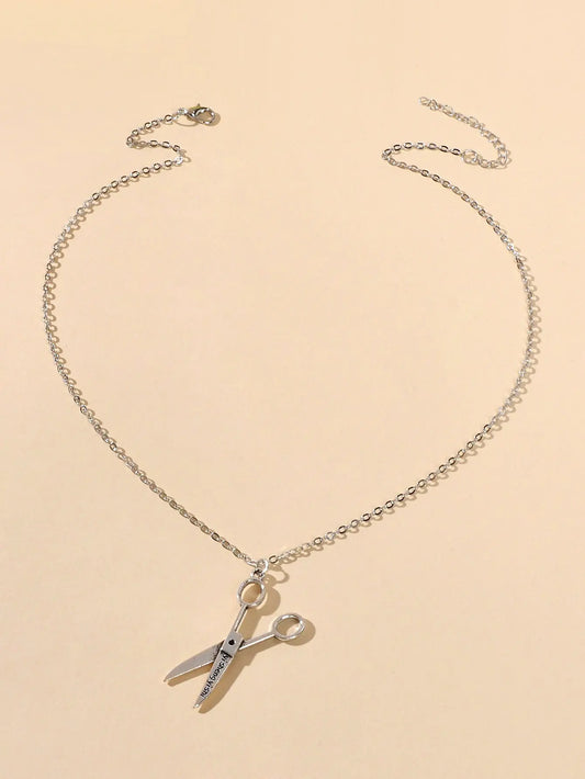 Personality Creative Silver Chain Scissors Designer Stylish Charm Necklace Gift Feelontop Jewellery