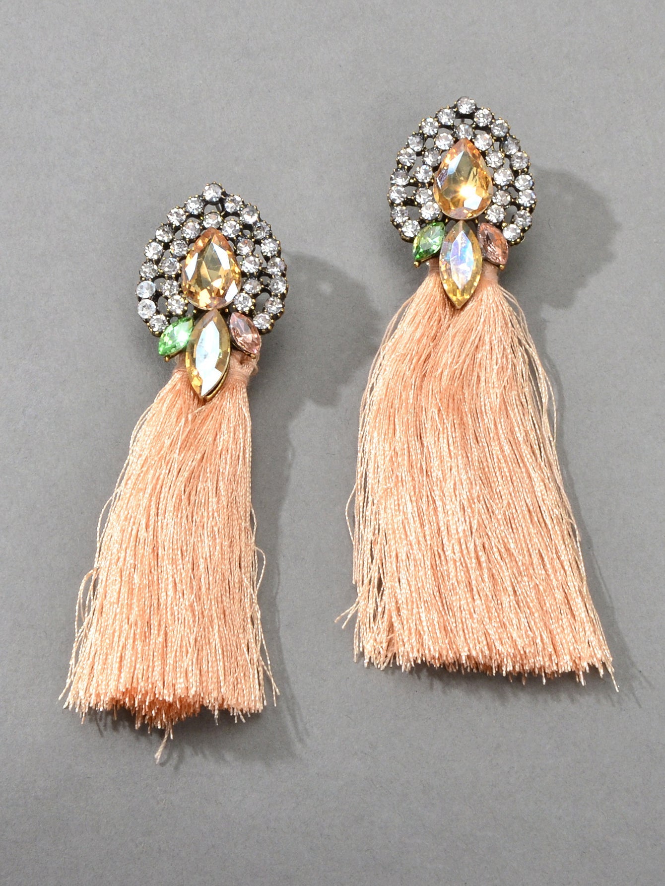 Boho Ethnic Jewellery Colorful Crystal Tassel Thread Chandelier Fringe Earrings Feelontop Jewellery