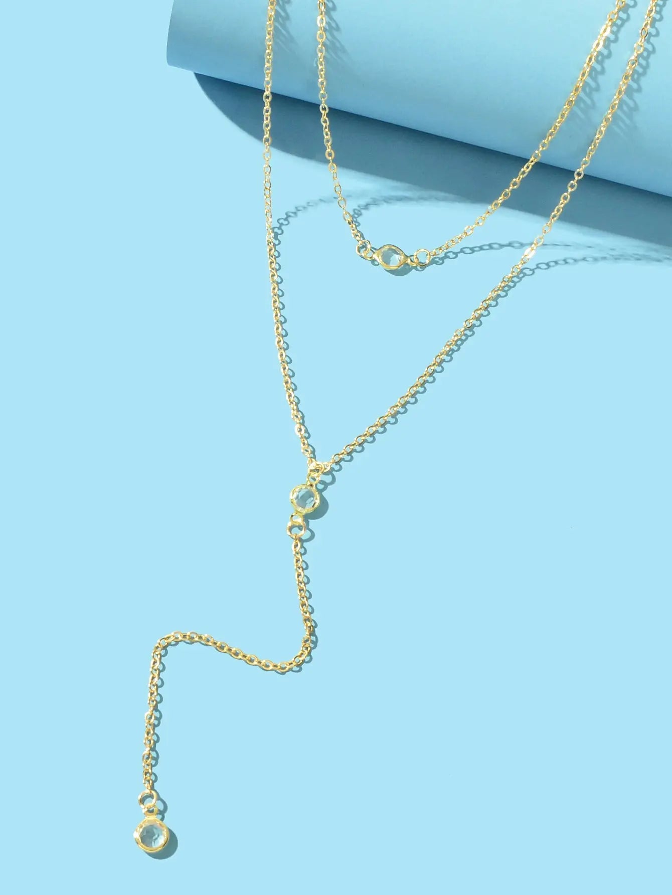 Double Layer Gold Silver Chain Y Style Long Pendant Necklace Trendy Accessories Feelontop Jewellery