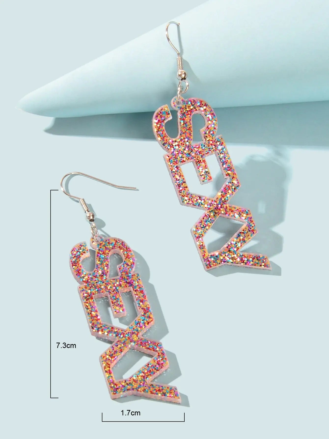 Creative Glitter Sequins Lightweight Acrylic SEXY Letter Dangle Party Earrings Feelontop Jewellery