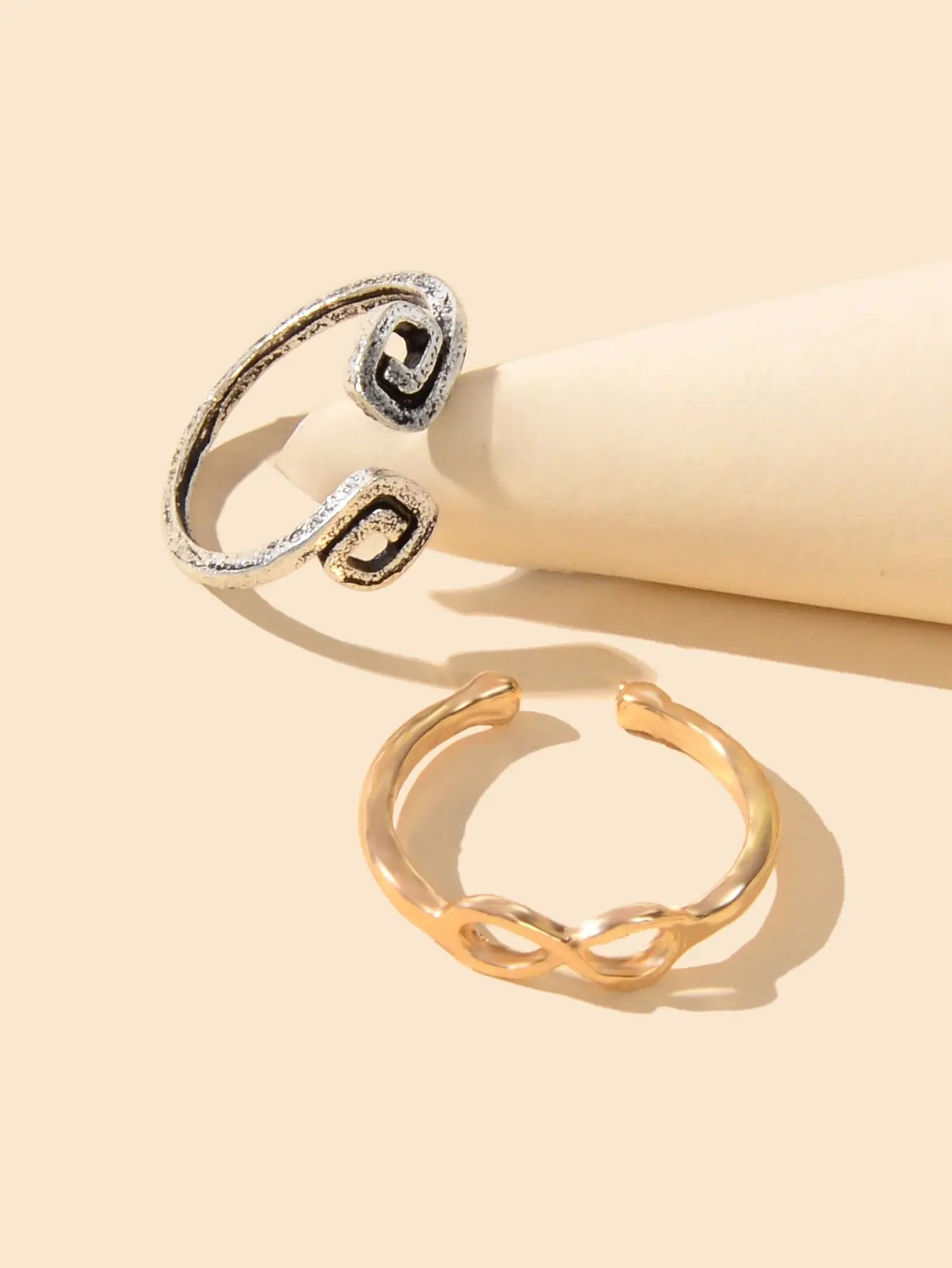 2pcs Boho Chic Foot Jewelry Gold Silver Open Toe Ring Knuckle Midi Tail Ring set Feelontop Jewellery