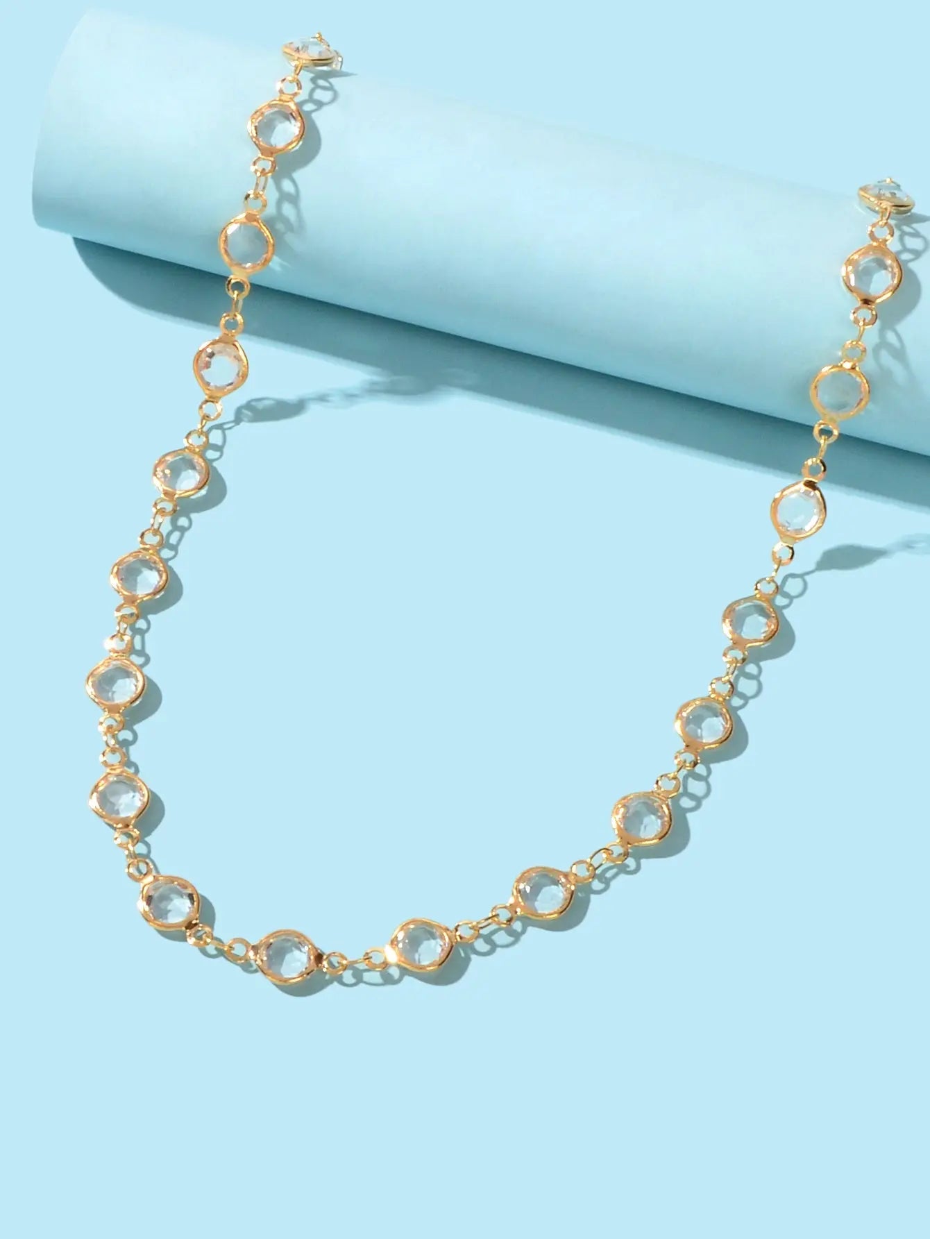 Gold Acrylic Beads Chain Link Choker Short Necklace for Women Designer Jewellery Feelontop Jewellery