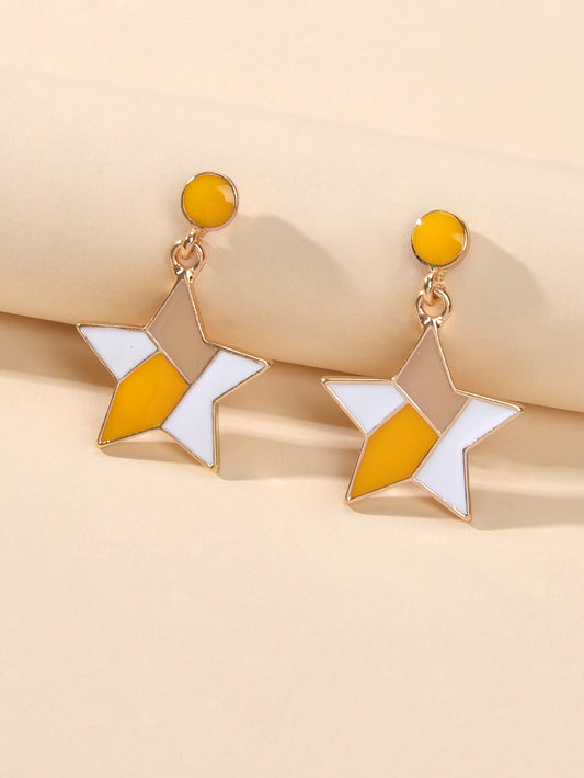 Female Jewellery Multi-colored Enamel Star Dangle Earrings Women Teen Girls Gift Feelontop Jewellery