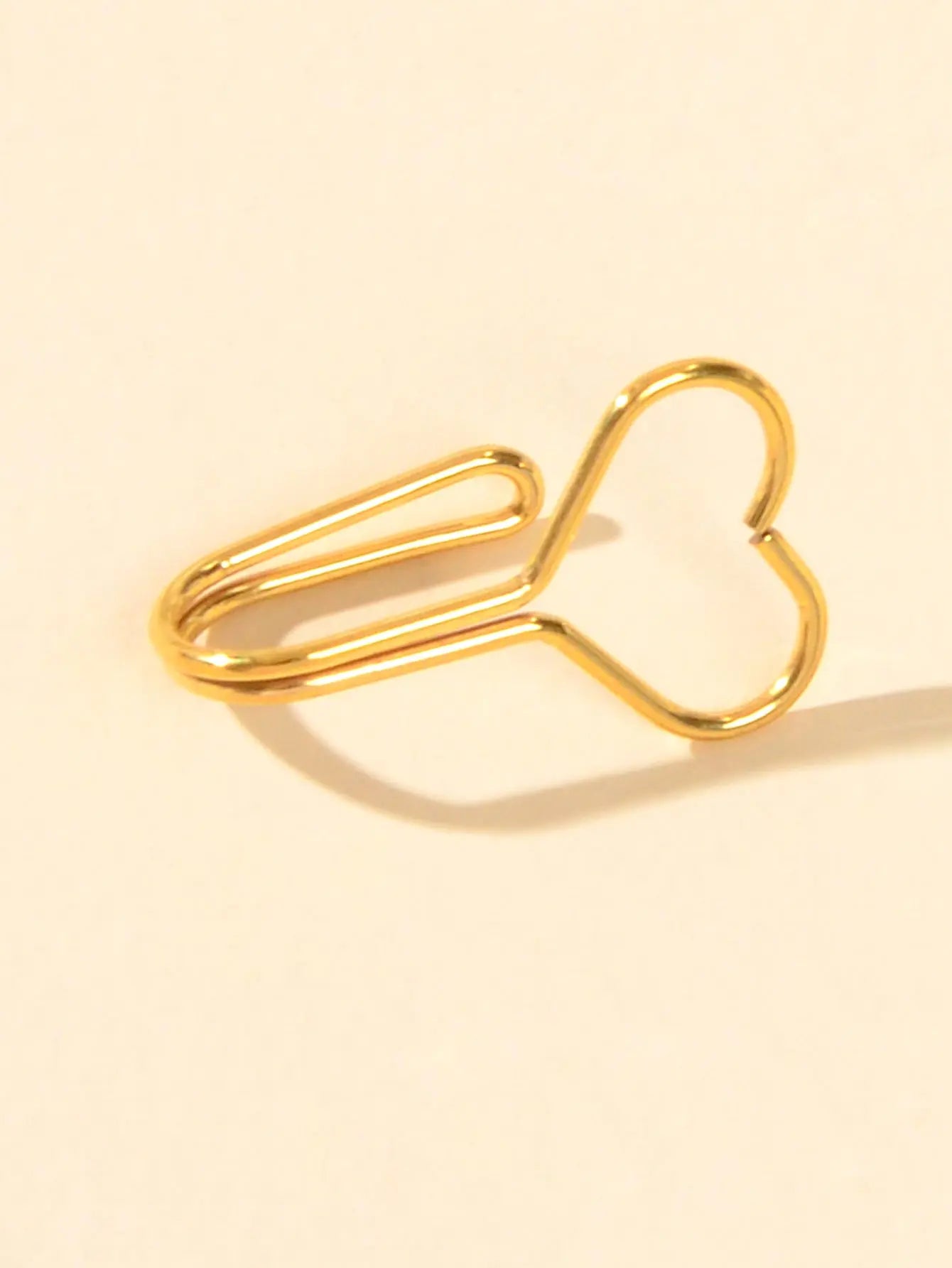 1pc Faux Lip Ear Nose Gold Metal Heart Shape Non Piercing Clip On Nose Hoop Ring Feelontop Jewellery