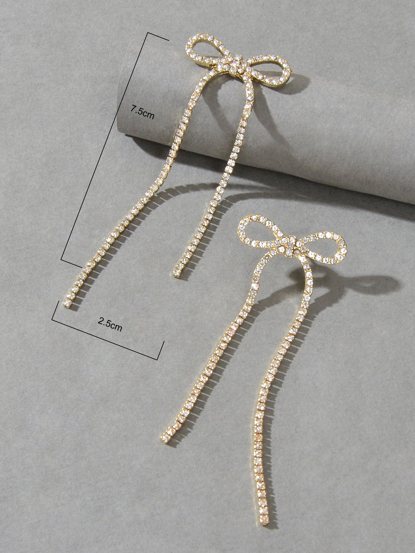 Clear Rhinestone Crystal Tassel Sparkle Bow Tie Dangle Bridal Wedding Earrings Feelontop Jewellery