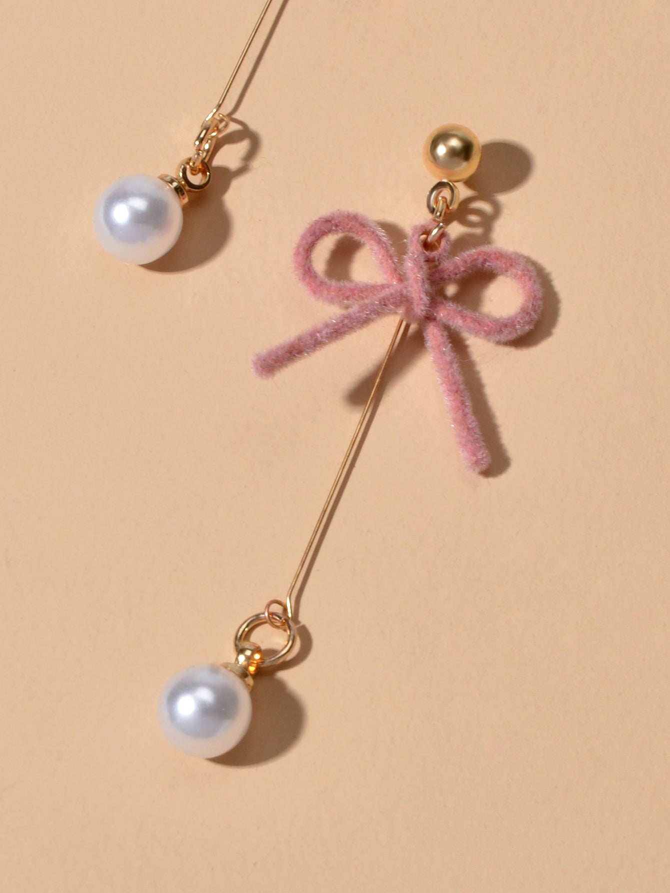 Charming Long Gold Chain Pearl Bowknot Dangle Lightweight Gift Holiday Earrings Feelontop Jewellery