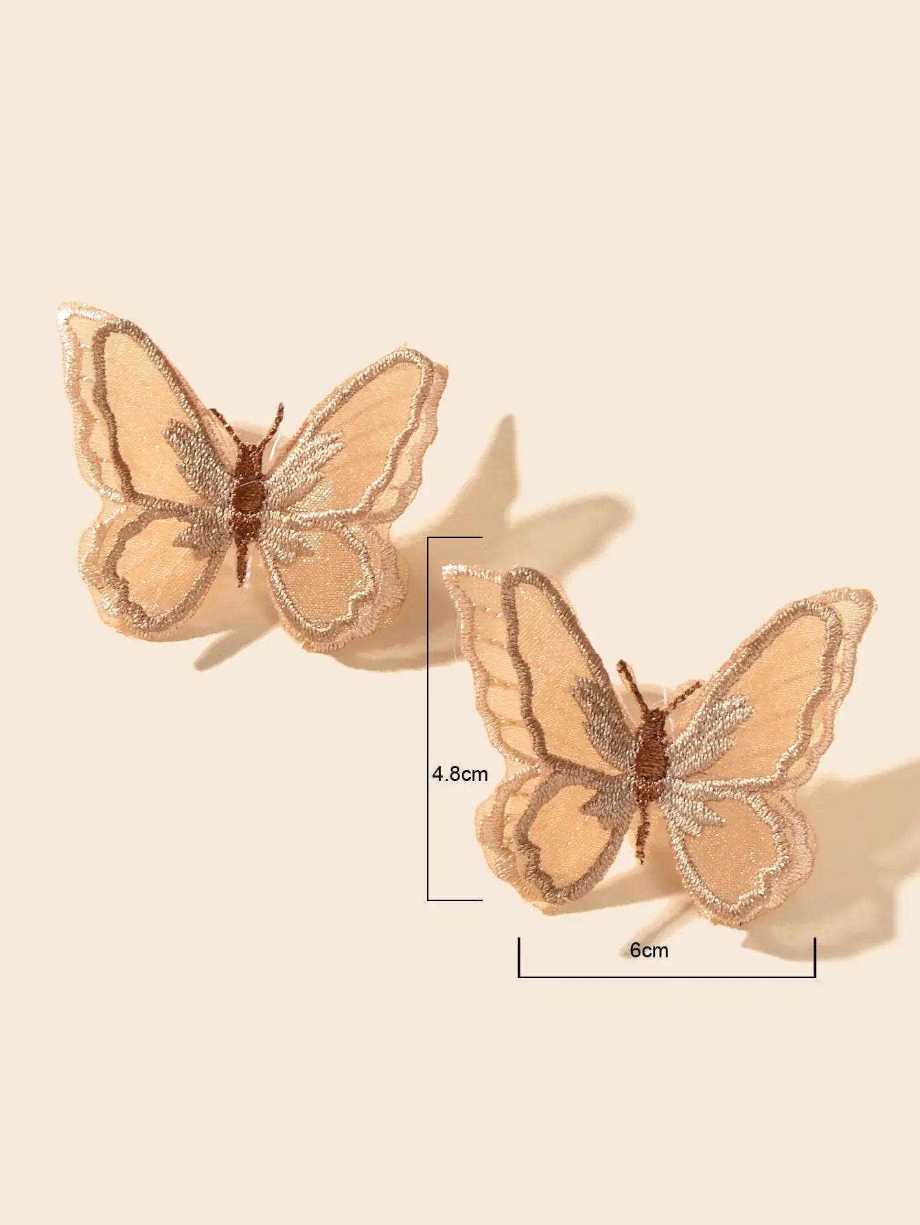 Exquisite Boho Holiday Handmade Khaki Embroidery 3D Butterly Stud Earrings Gift Feelontop Jewellery