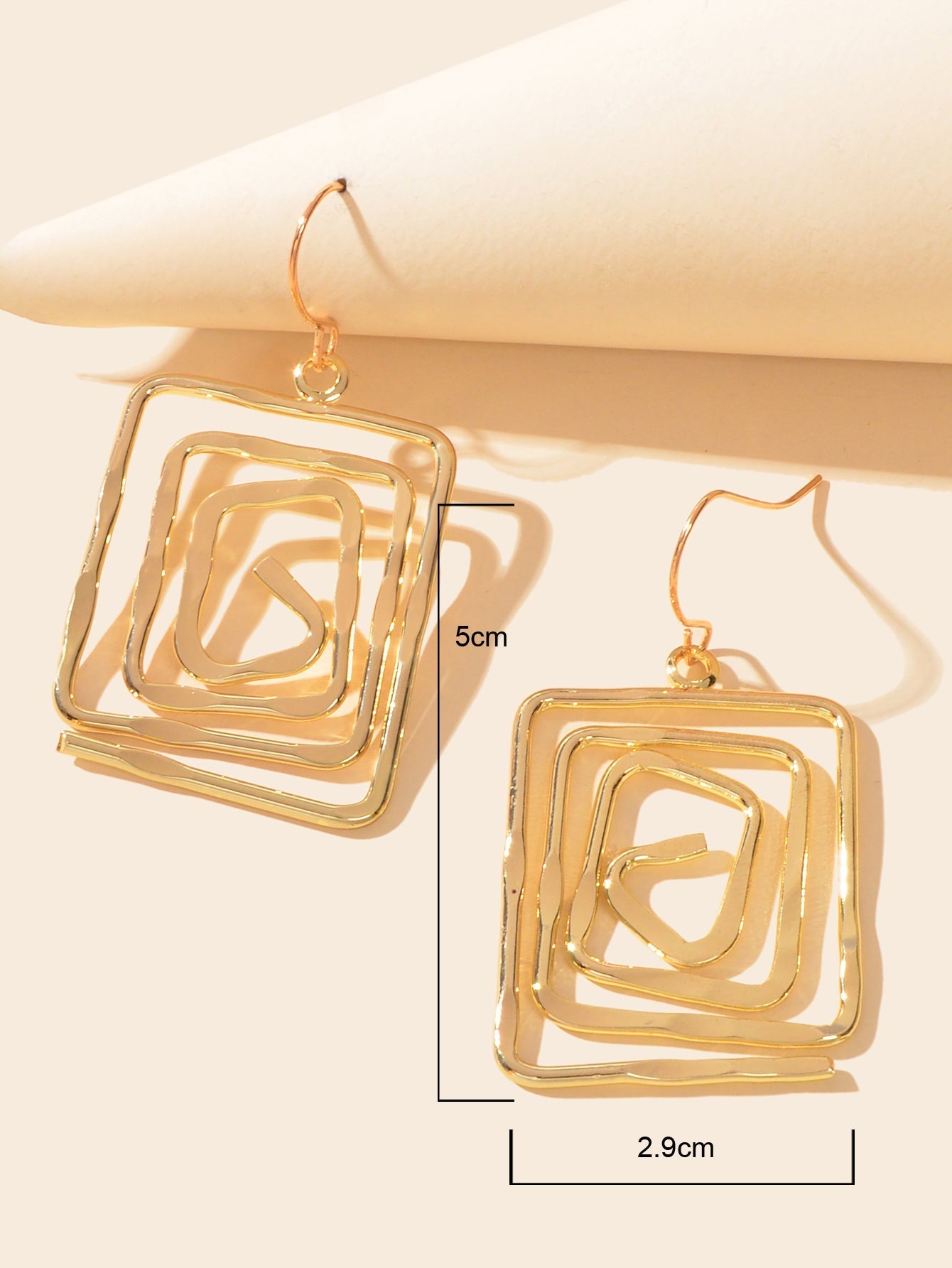 Female Jewelry Fashion Design Gold Plated Hollow Geometric Square Hook Earrings Feelontop Jewellery