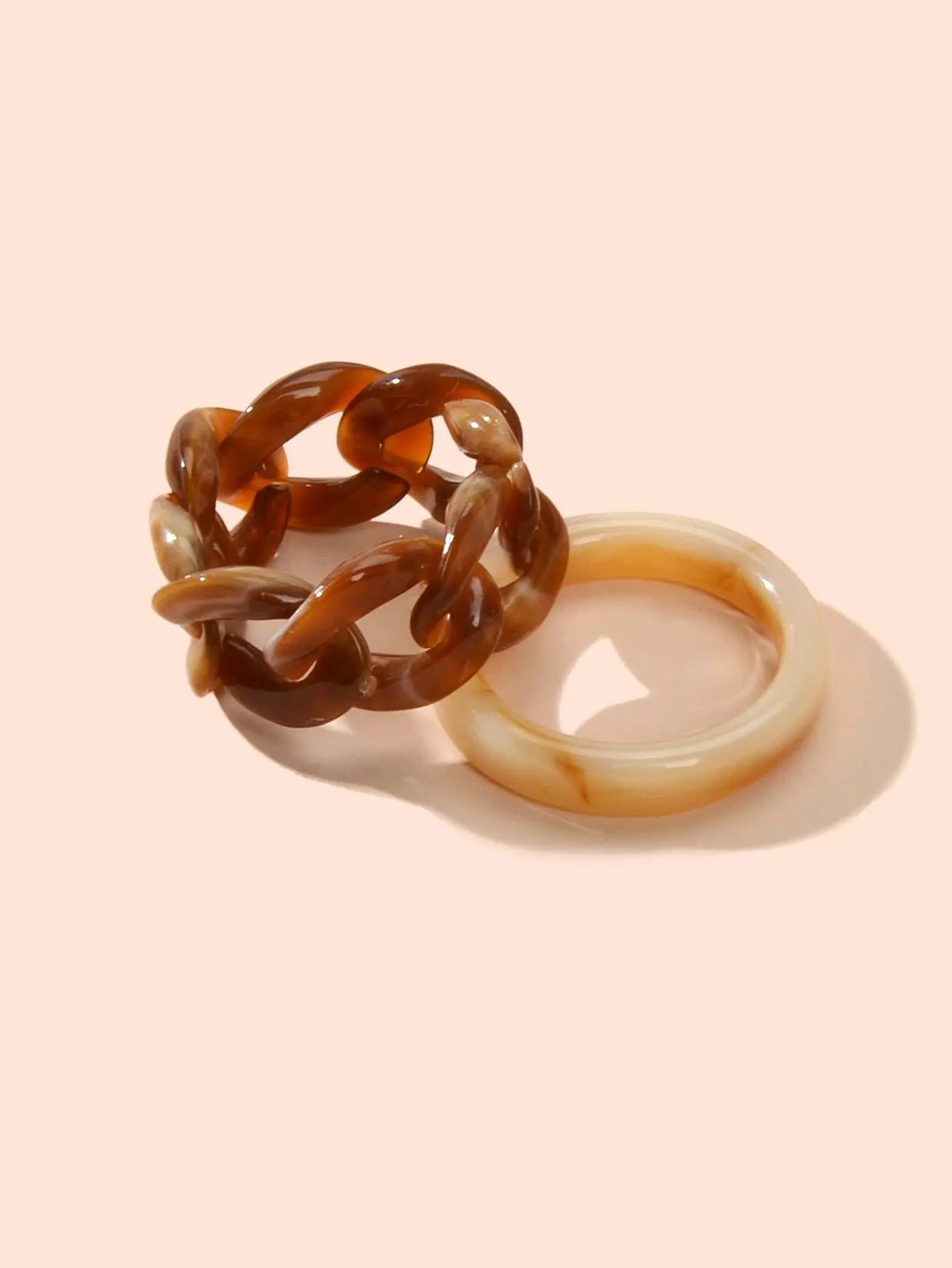 2pcs Trendy Jewelry Blue Brown Geometric Stackable Multiple Midi Finger Ring Set Feelontop Jewellery