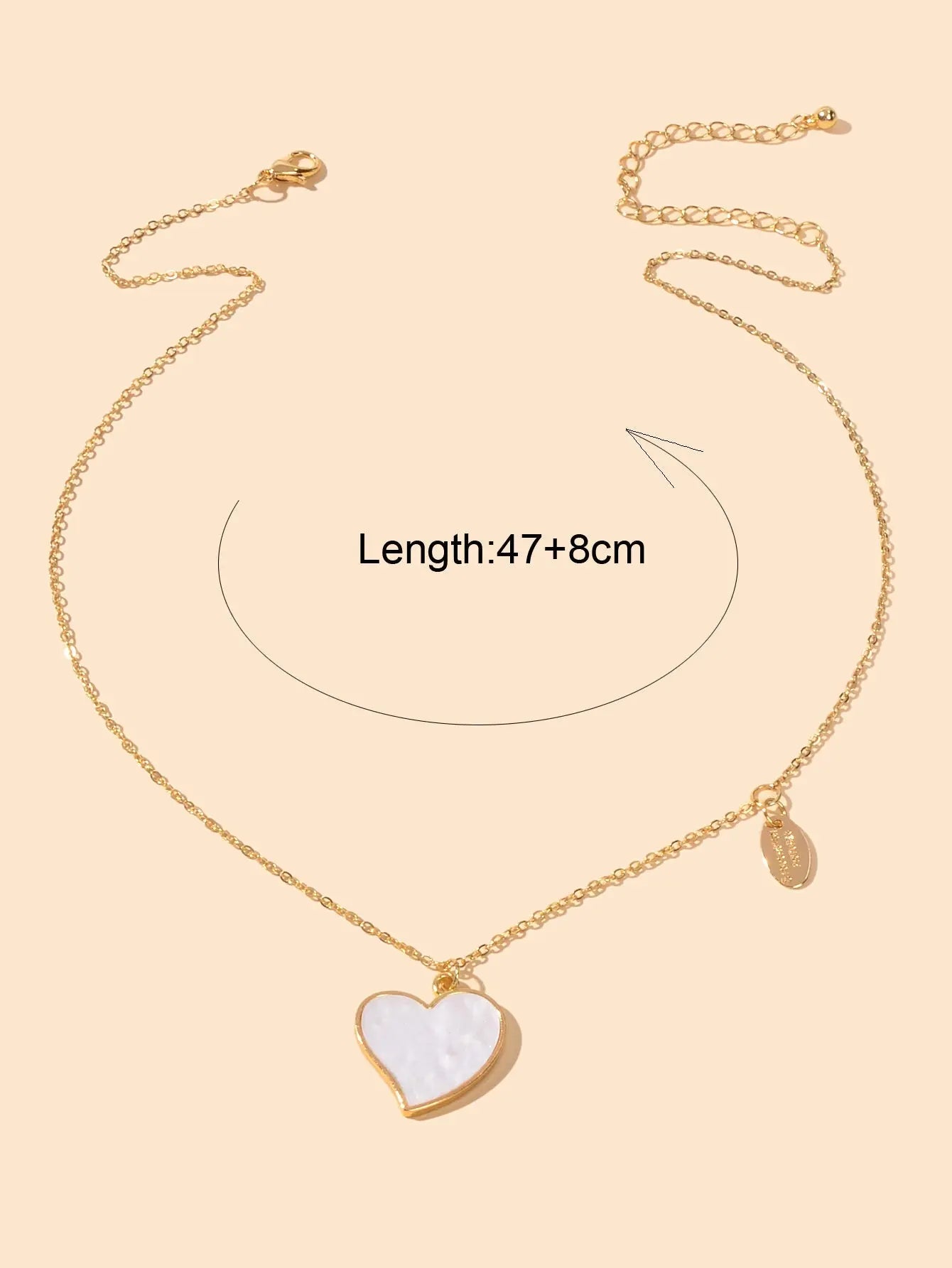 Ladies Jewellery Gold Chain Geometric Charm White Eanmel Heart Pendant Necklace Feelontop Jewellery