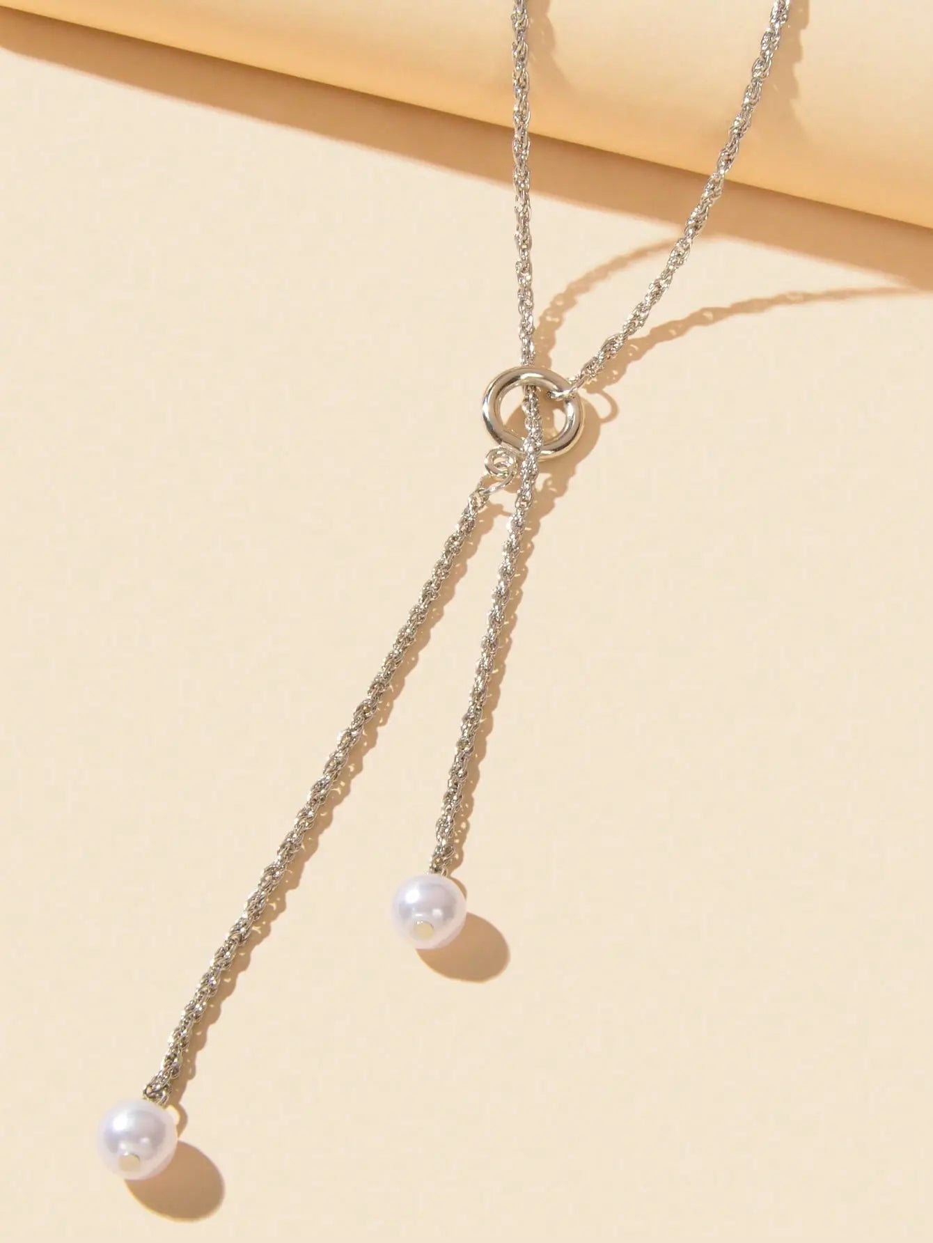 Pearl Pendant Lariat Long Necklace Elegant Versatile Jewelry Feelontop Jewellery