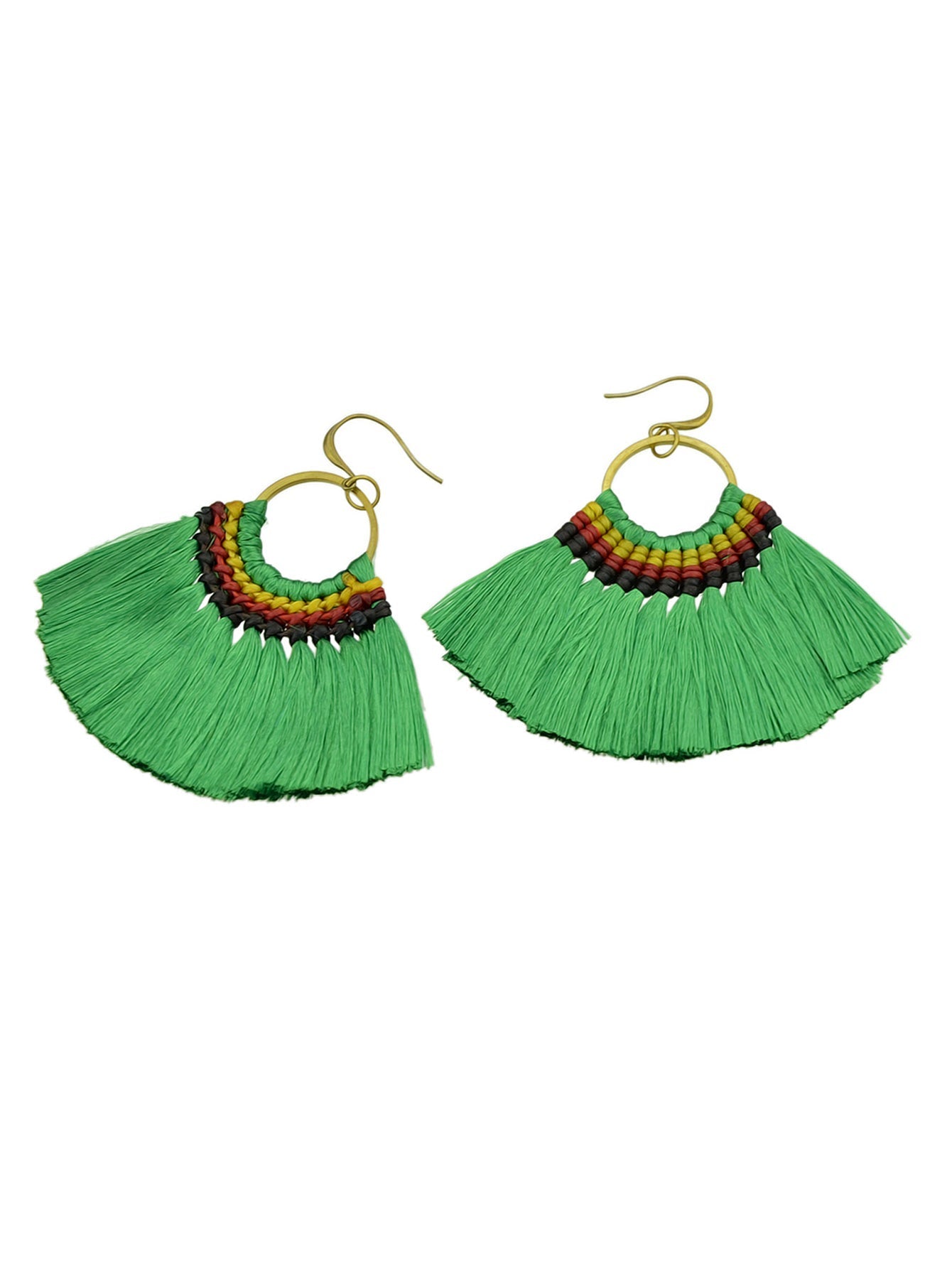 Ethnic Traditional Jewellery Colorful Tassel Fan Shape Dangle Bohemian Earrings Feelontop Jewellery