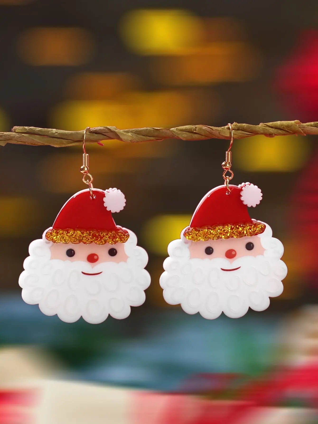 Christmas Festival Jewellery Acrylic Santa Claus Dangle Earrings Dainty Gifts Feelontop Jewellery