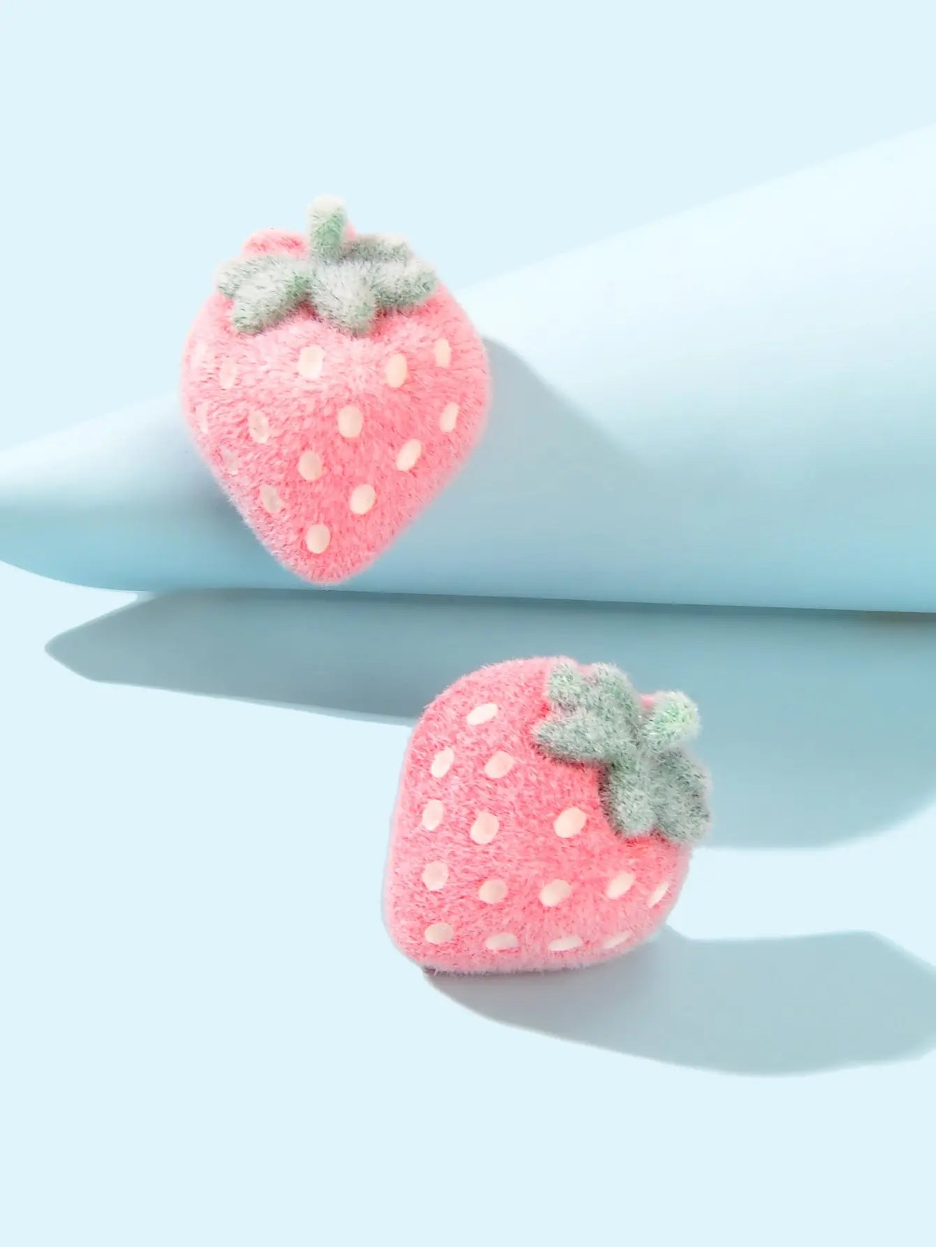 Handmade Cute 3D Flocking Pink Strawberry Stud Sweet Fruit Earring Dainty Gifts Feelontop Jewellery