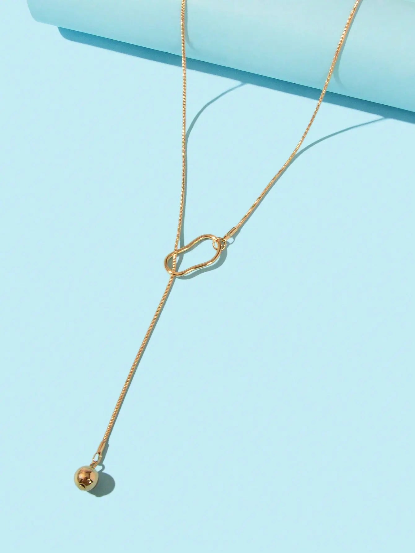 Gold Colour Geometric Y shape Pendant Necklace Women Party Minimalist Jewellery Feelontop Jewellery