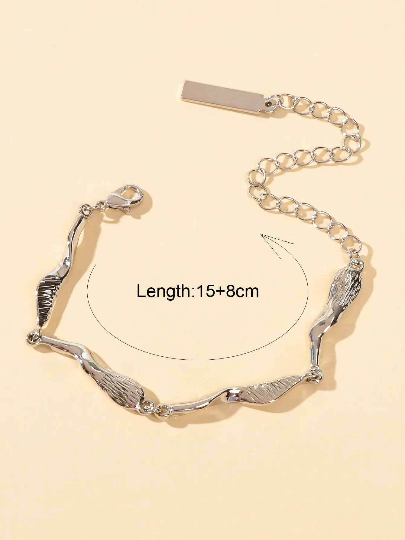 Designer Stylish Women Accessory Silver Metal Irregular Geometric Chain Bracelet Feelontop Jewellery