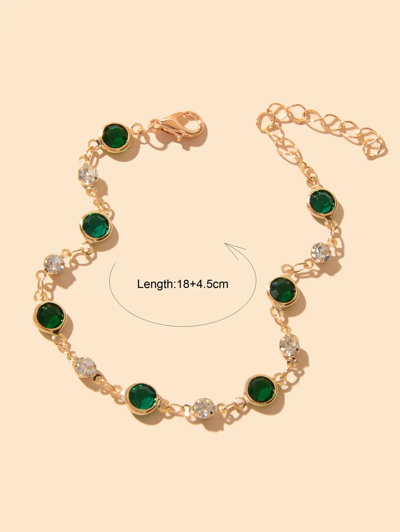 Green Transparent Rhinestone Bracelet Girls Party Jewelry Luxurious Accessories Feelontop Jewellery