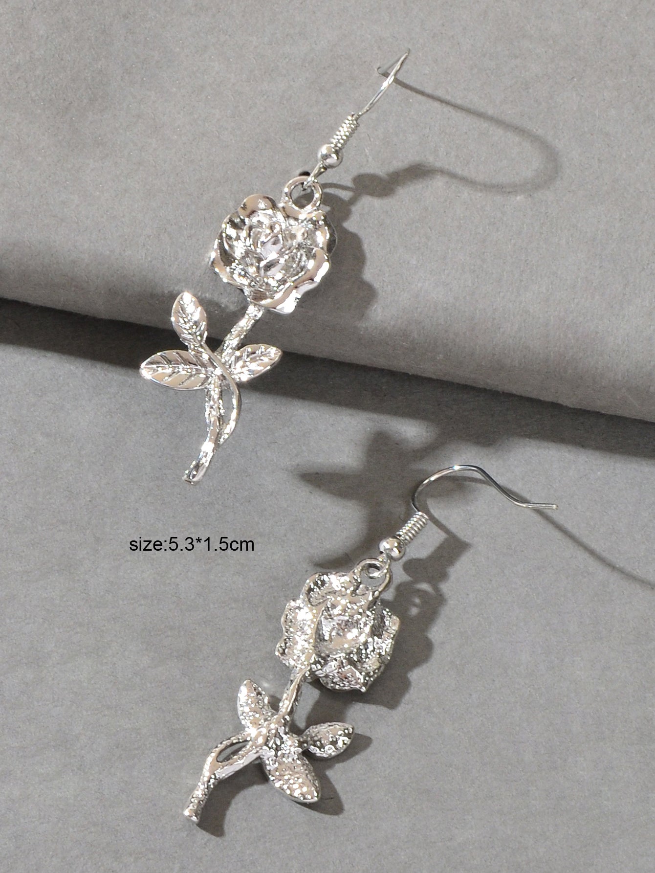 Party Decoration Women Silver Plated Flower Rose Carved Dangle Pendant Earrings Feelontop Jewellery