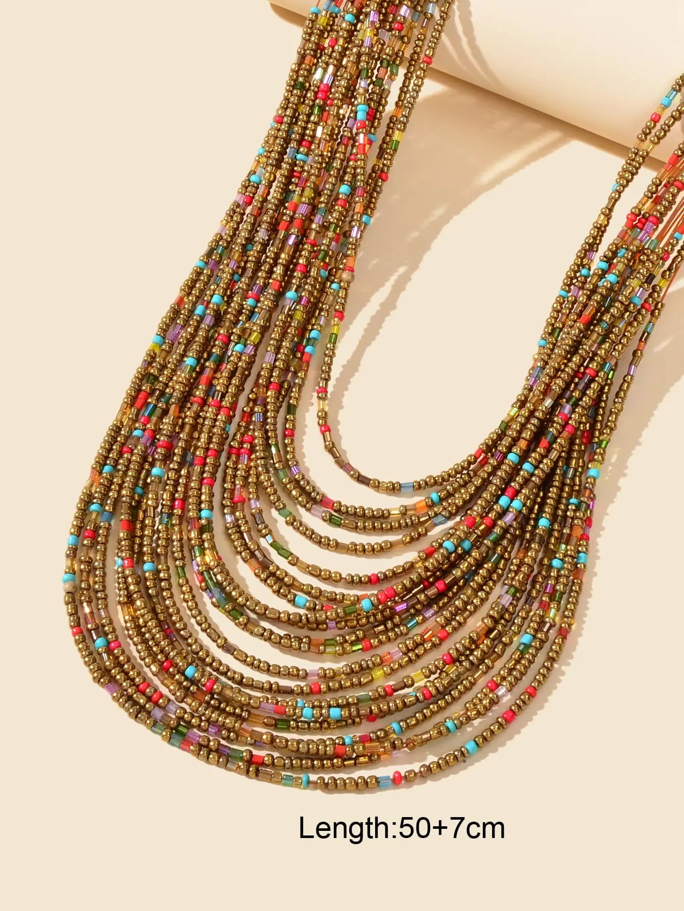 Colorful Seed Beads Multilayer Chunky Necklace Bold Jewelry Feelontop Jewellery