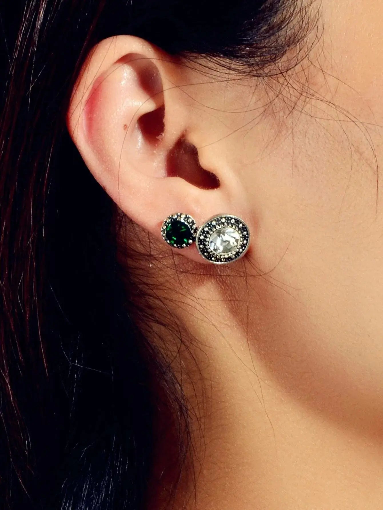 5 pairs Vintage Jewellery Shining Rhinestone Round Water Drop Stud Earrings Set Feelontop Jewellery